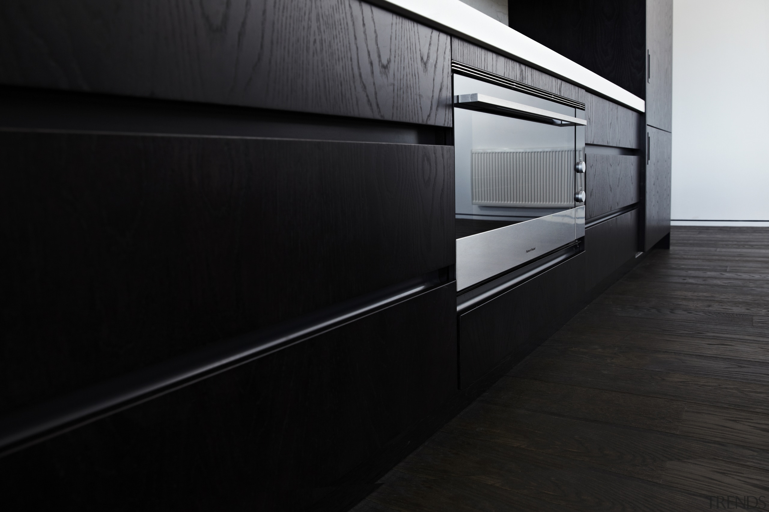 The American oak on this cabinetry was crown architecture, floor, furniture, black