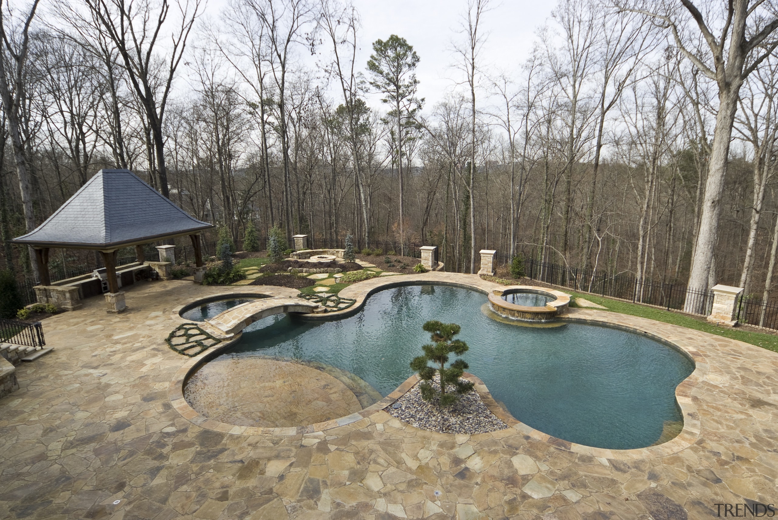 View of a Neptune Pool. - View of backyard, estate, home, landscape, outdoor structure, property, real estate, swimming pool, tree, yard