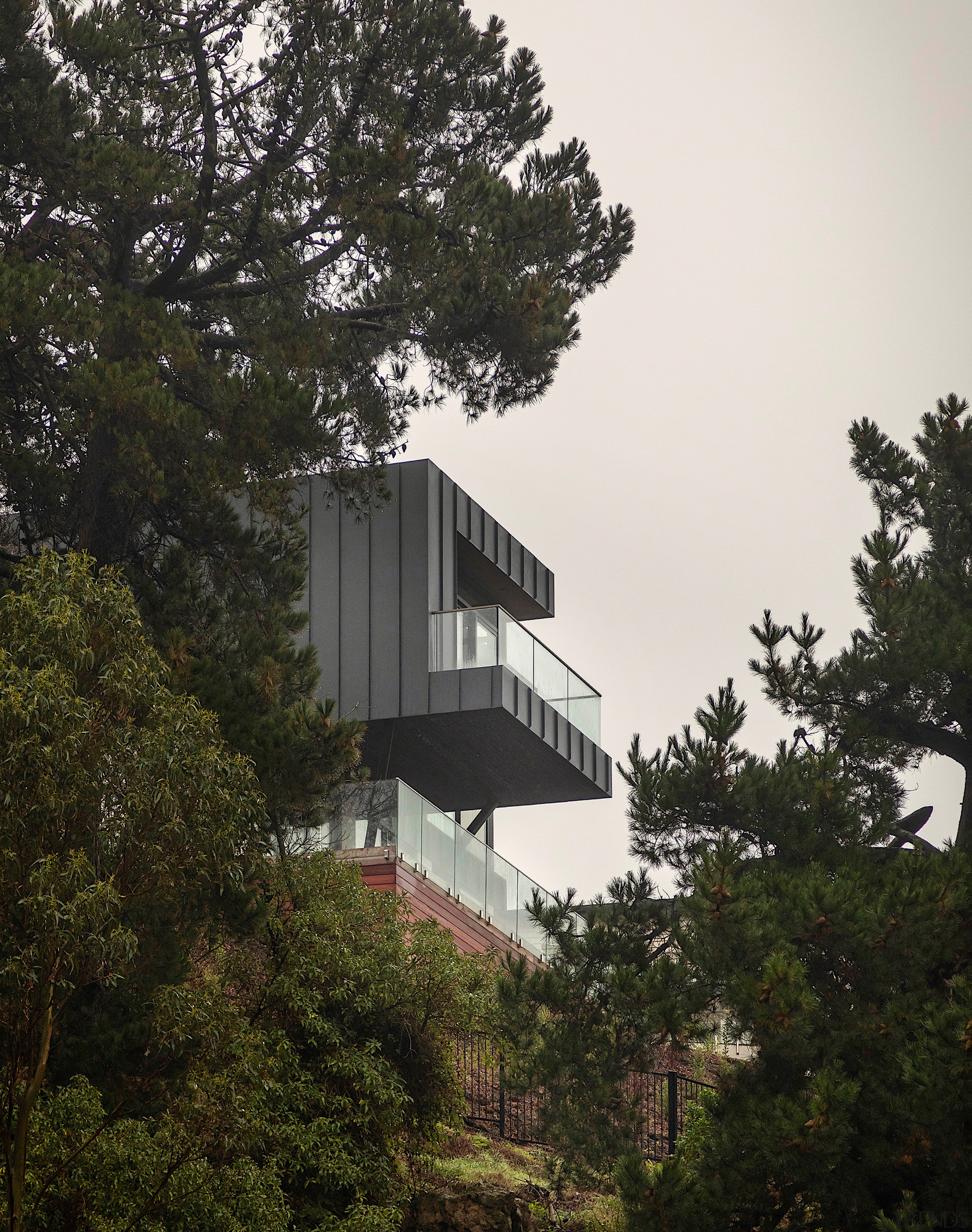 The main bedroom also cantilevers off the main 