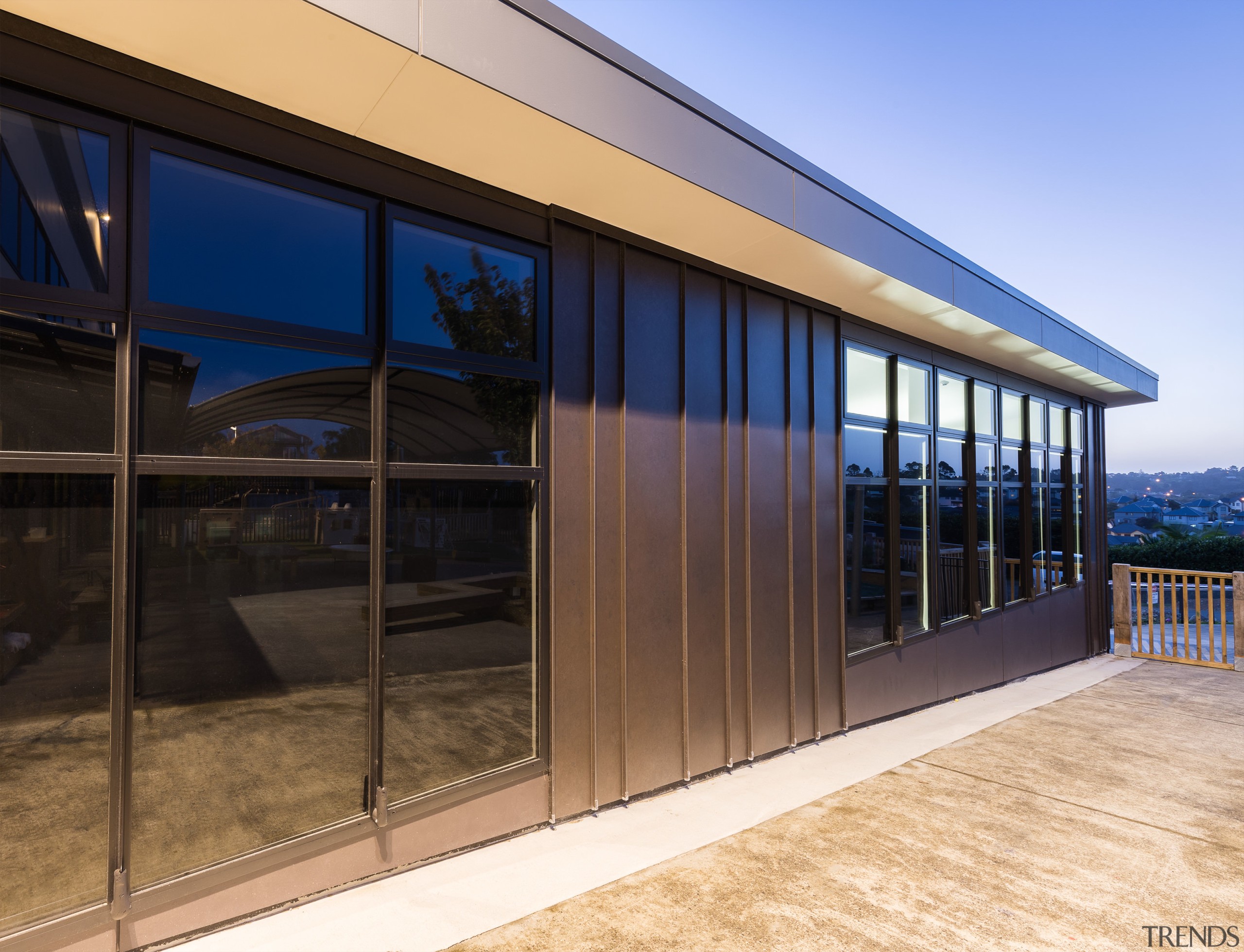 The design of these classrooms optimises natural light architecture, door, facade, home, house, real estate, siding, window, black