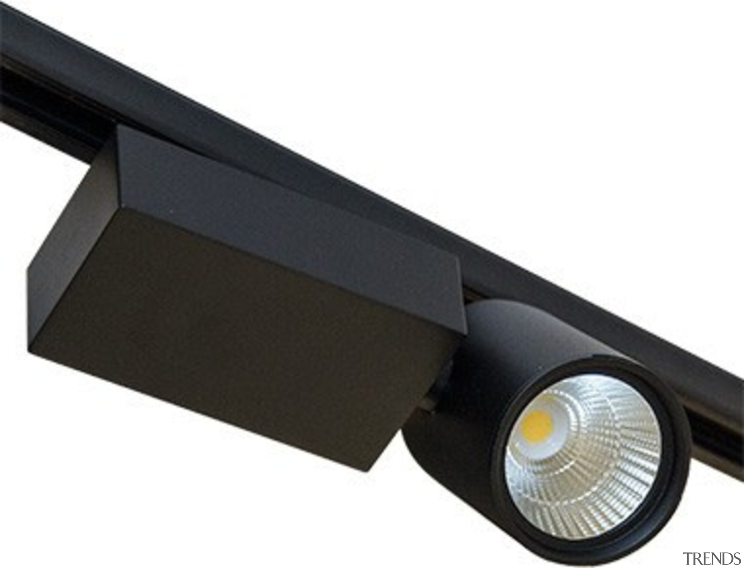 FeaturesA robust track mounted aluminium design with a hardware, light, lighting, product design, white, black
