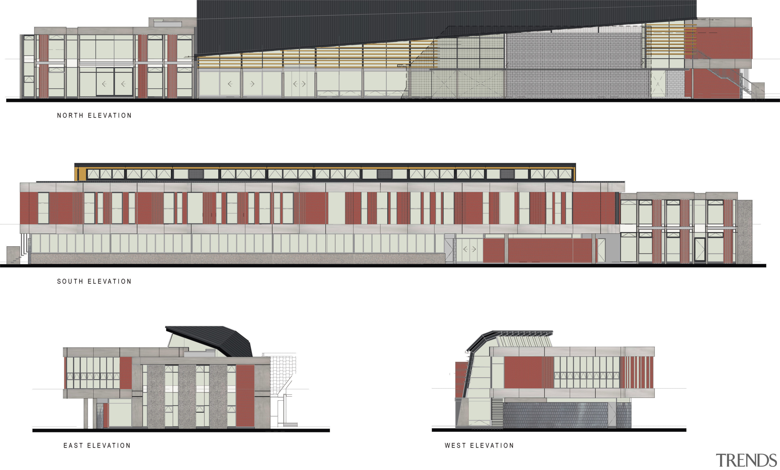 Computer graphic drawings of the main concepts - architecture, building, elevation, facade, line, mixed use, plan, product design, structure, urban design, white