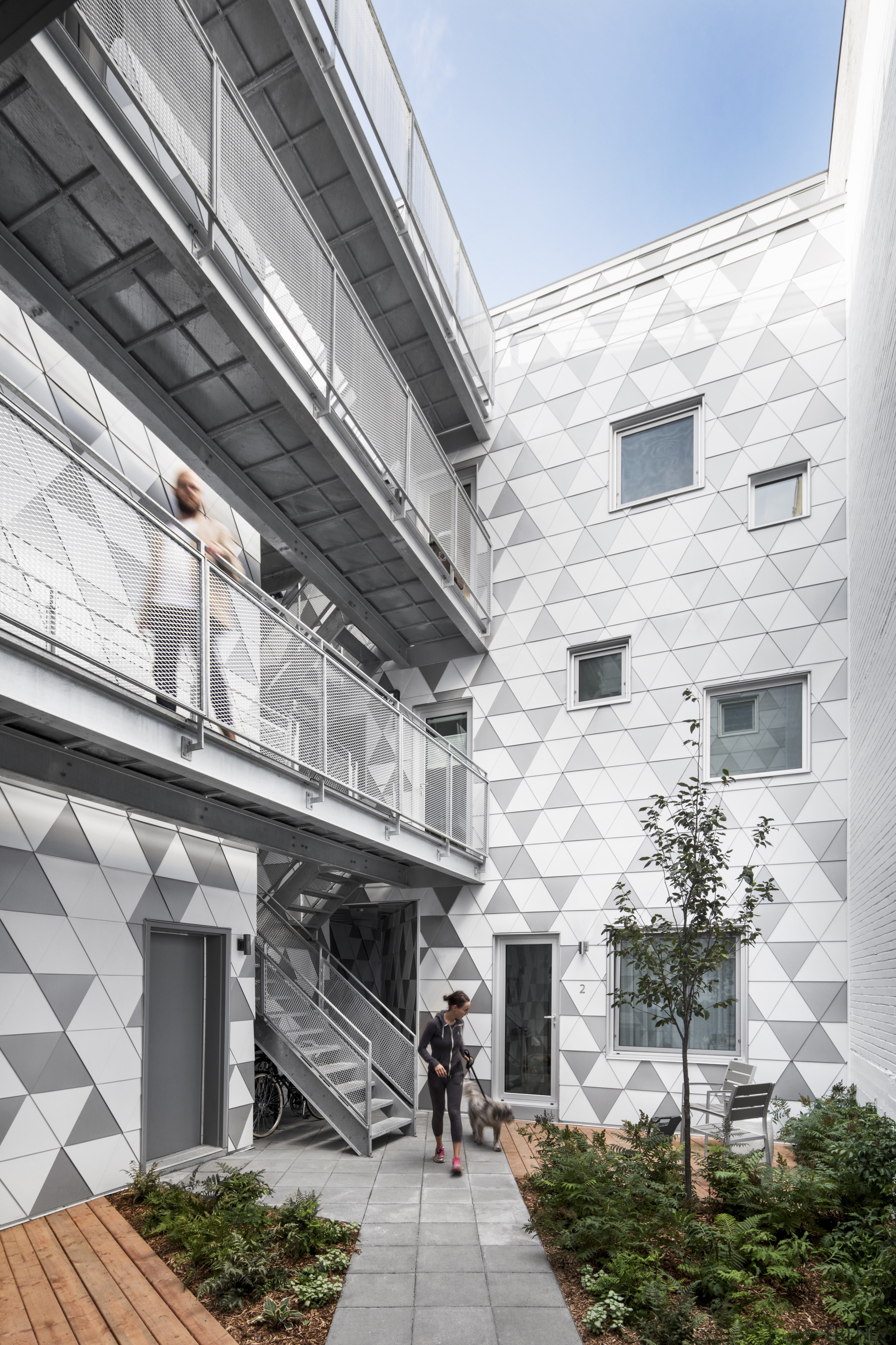 Inner light  the design of La Géode apartment, architecture, building, condominium, courtyard, daylighting, facade, home, house, mixed use, neighbourhood, real estate, residential area, window, white