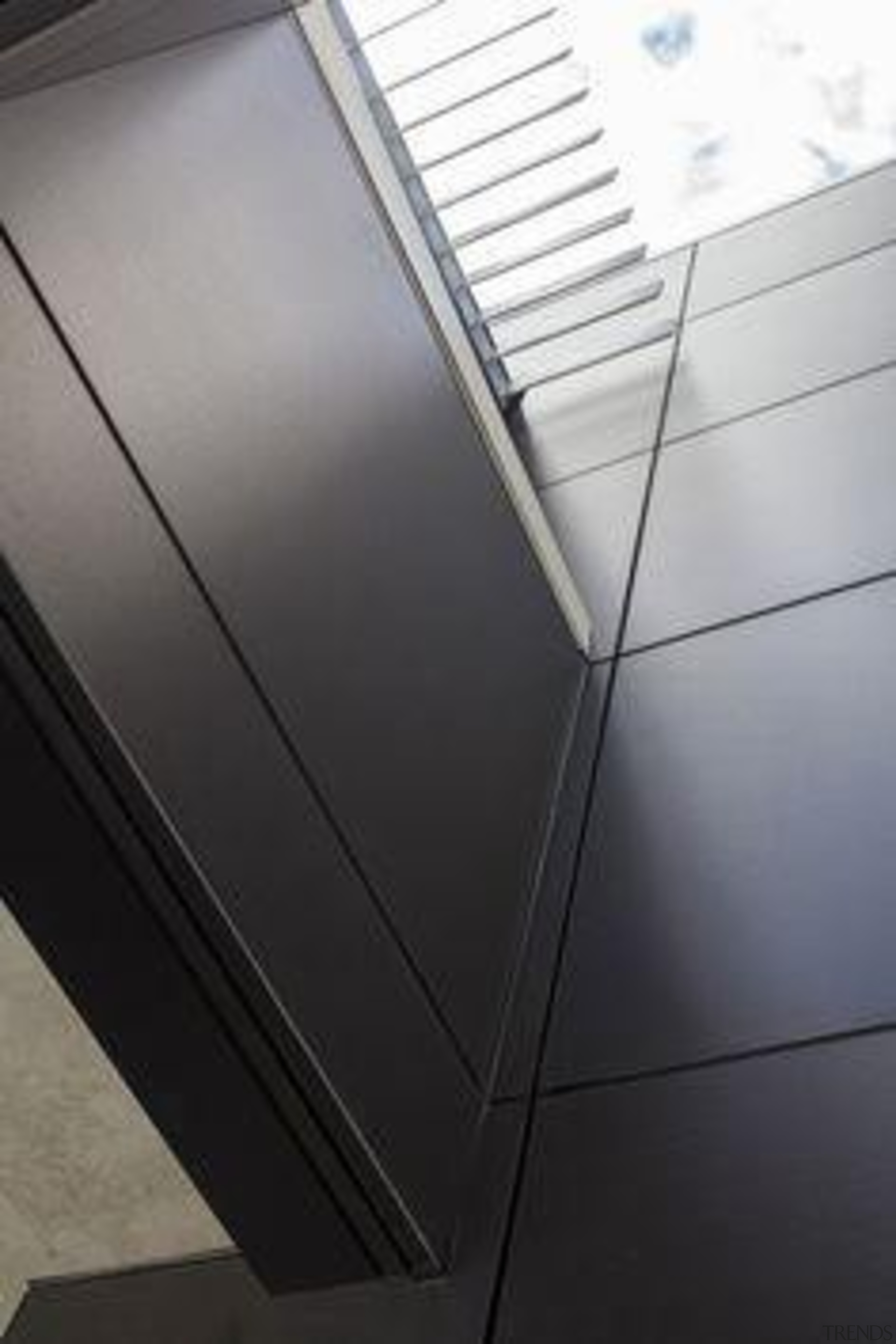 Foley Architects Building, Christchurch, New Zealand. Black cladding angle, architecture, daylighting, floor, glass, light, line, product design, black, gray