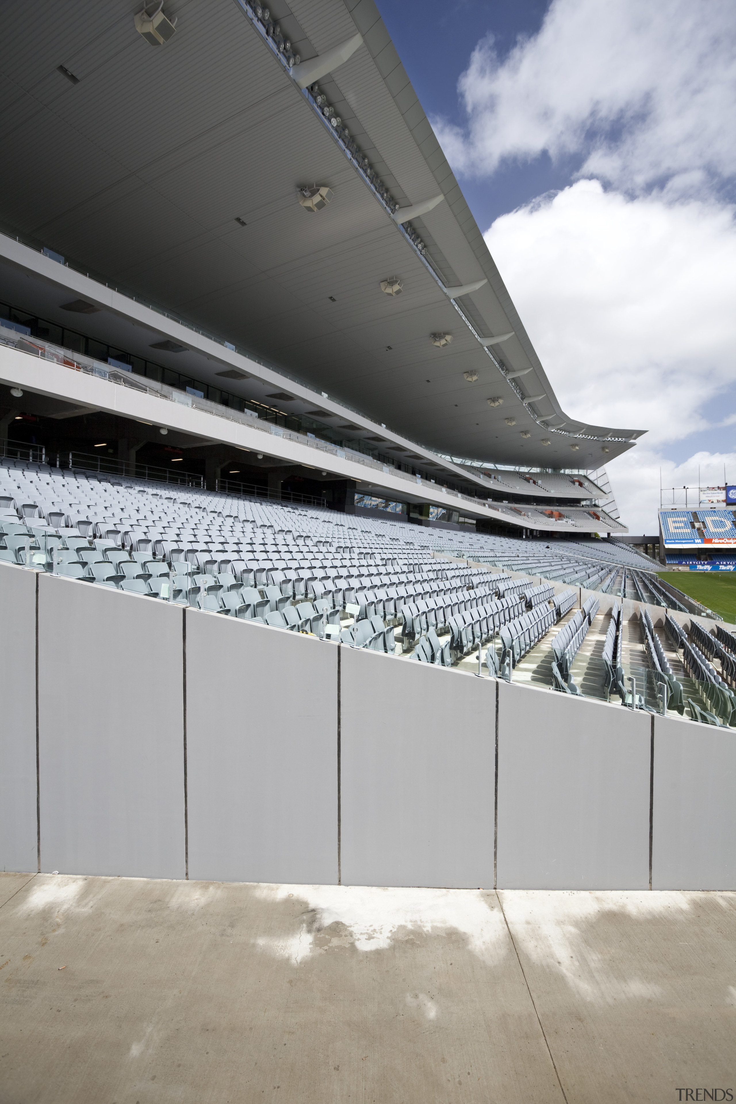 view of Eden Park which features precast concrete architecture, daylighting, roof, sky, structure, gray