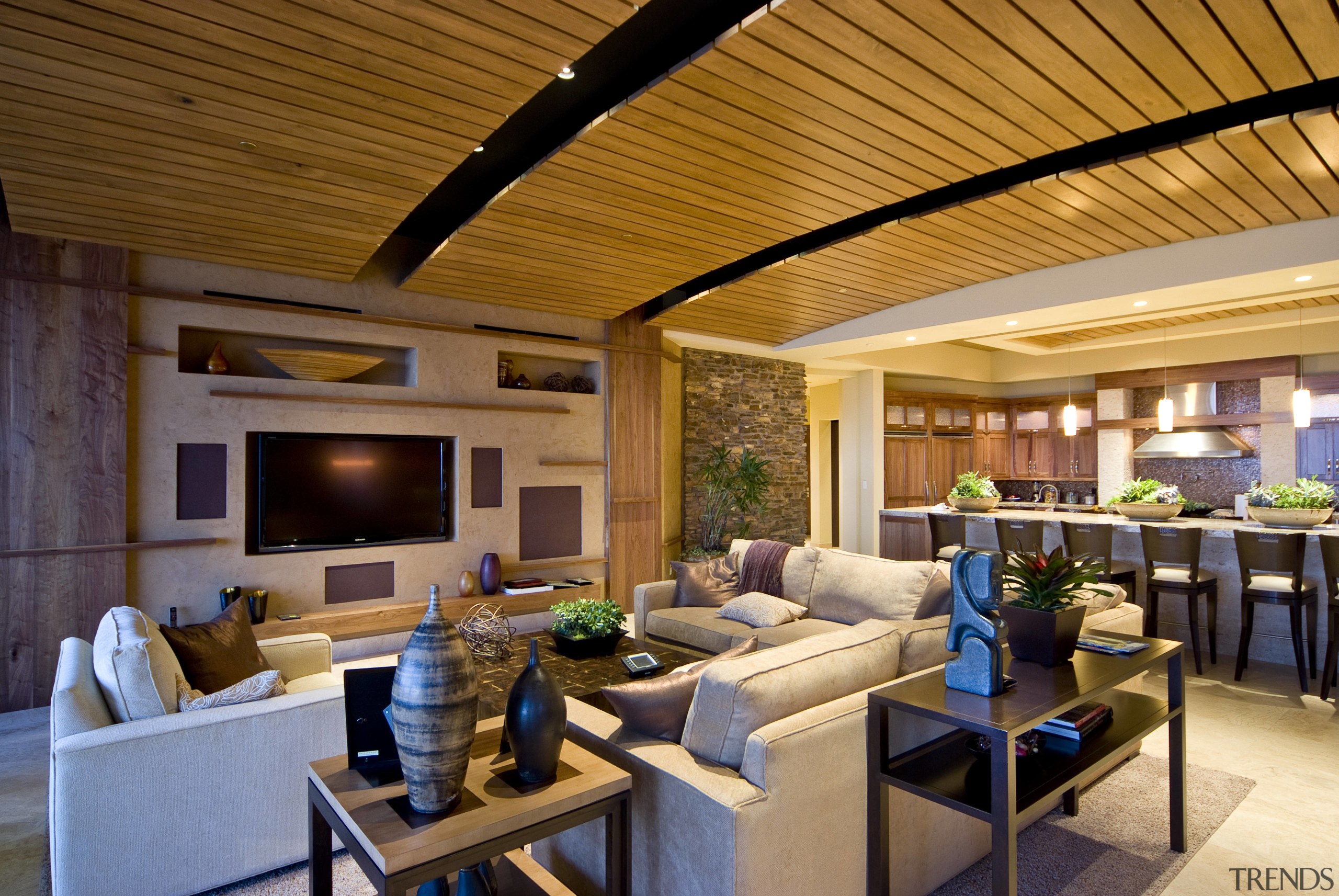 Interior view of this home built by Sun ceiling, interior design, living room, real estate, orange, brown