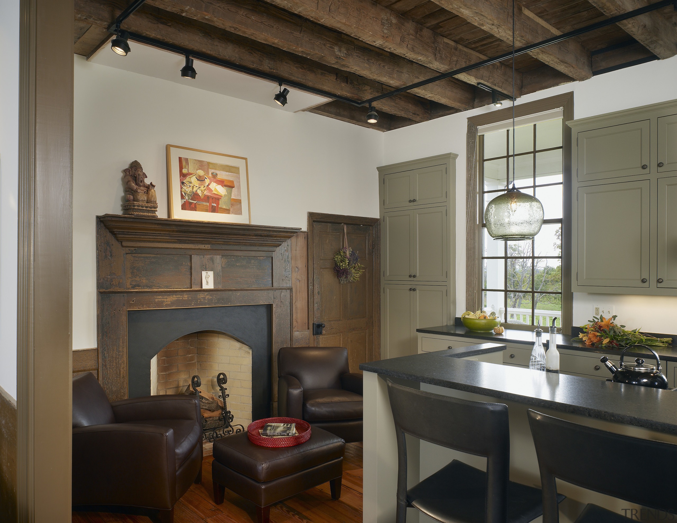 This home was built by Tom Glass of ceiling, interior design, living room, real estate, room, brown, gray