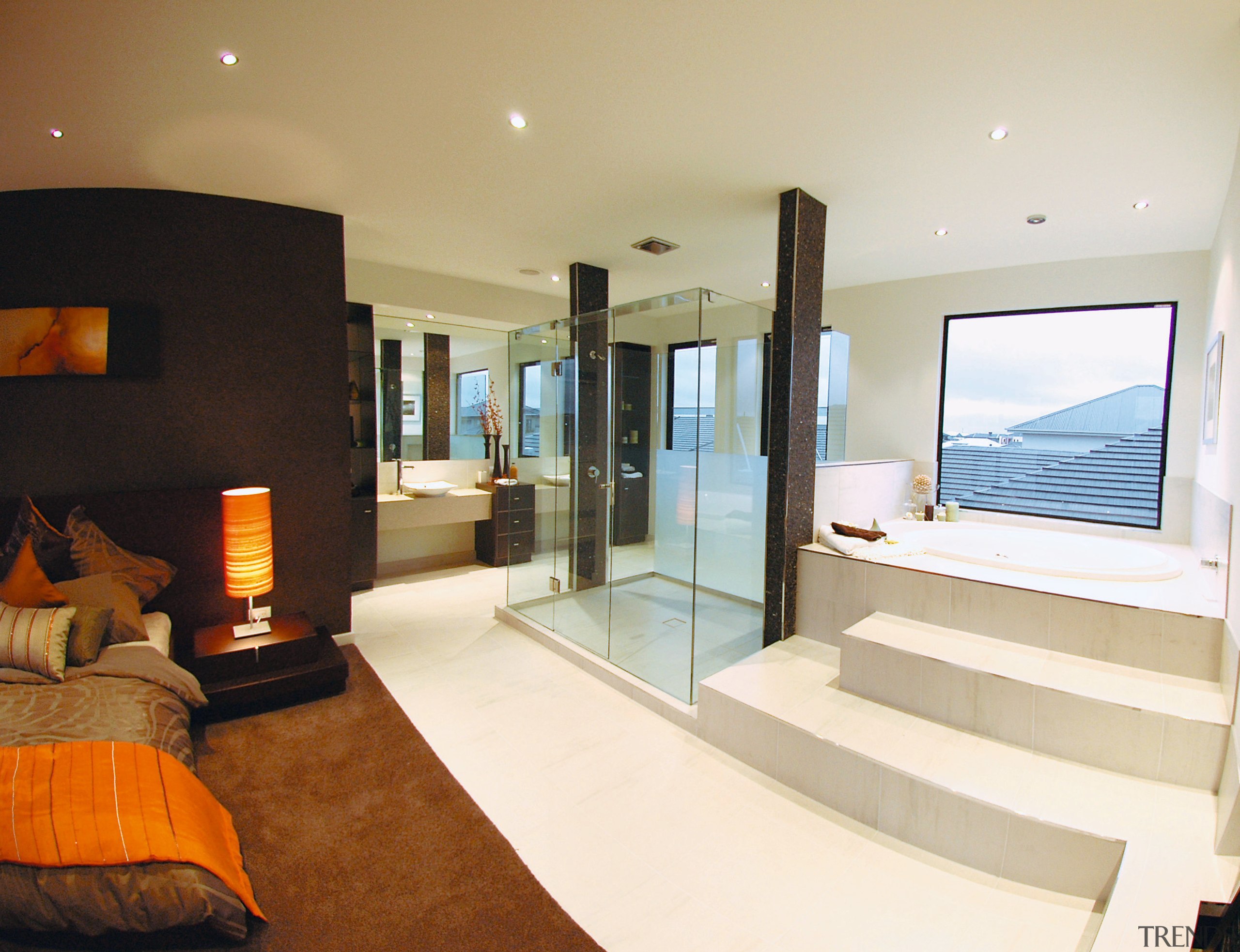 A view of a NSD home. - A ceiling, estate, floor, flooring, interior design, living room, property, real estate, room, white