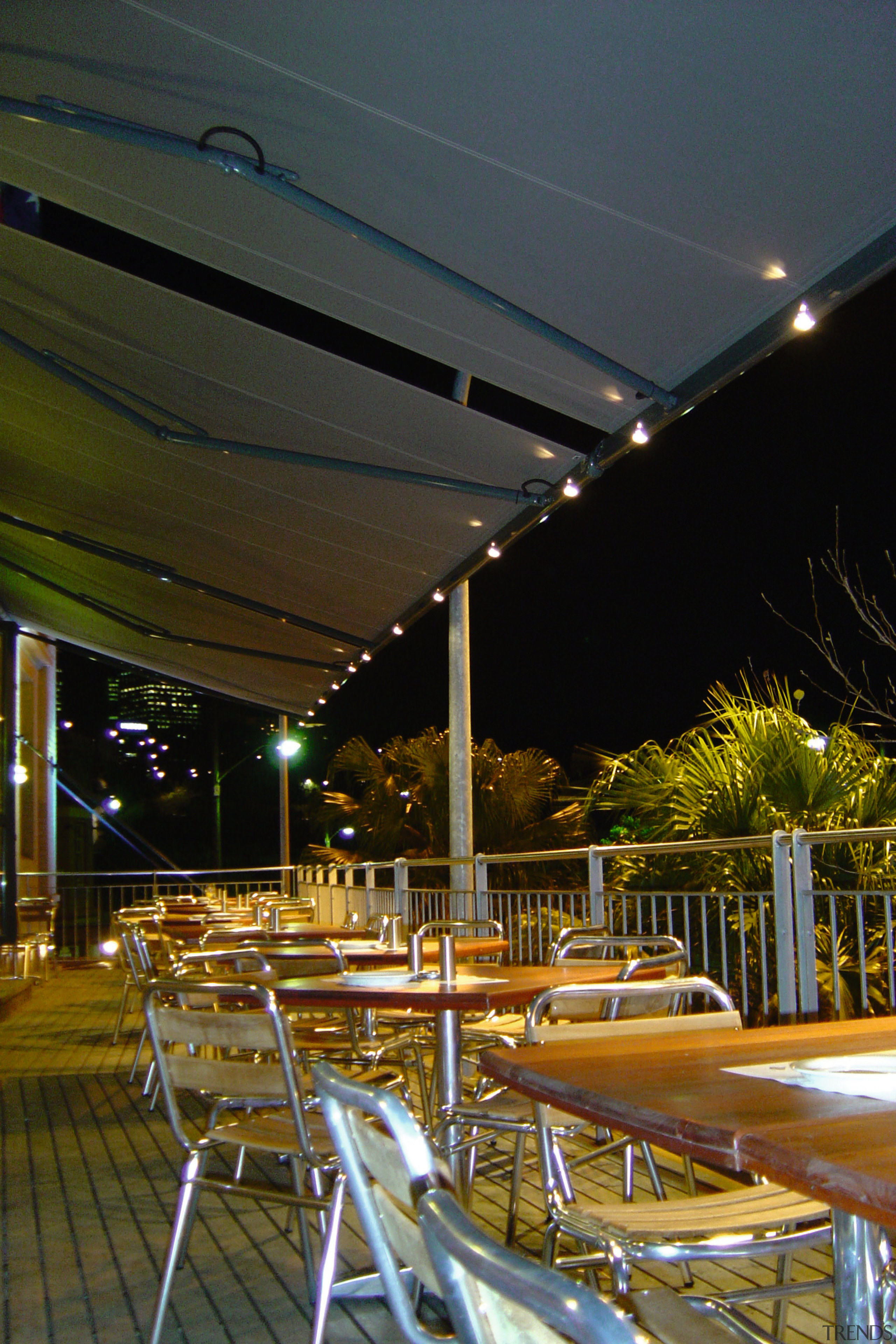 view of the markilux awnings - view of architecture, lighting, night, reflection, structure, brown, black