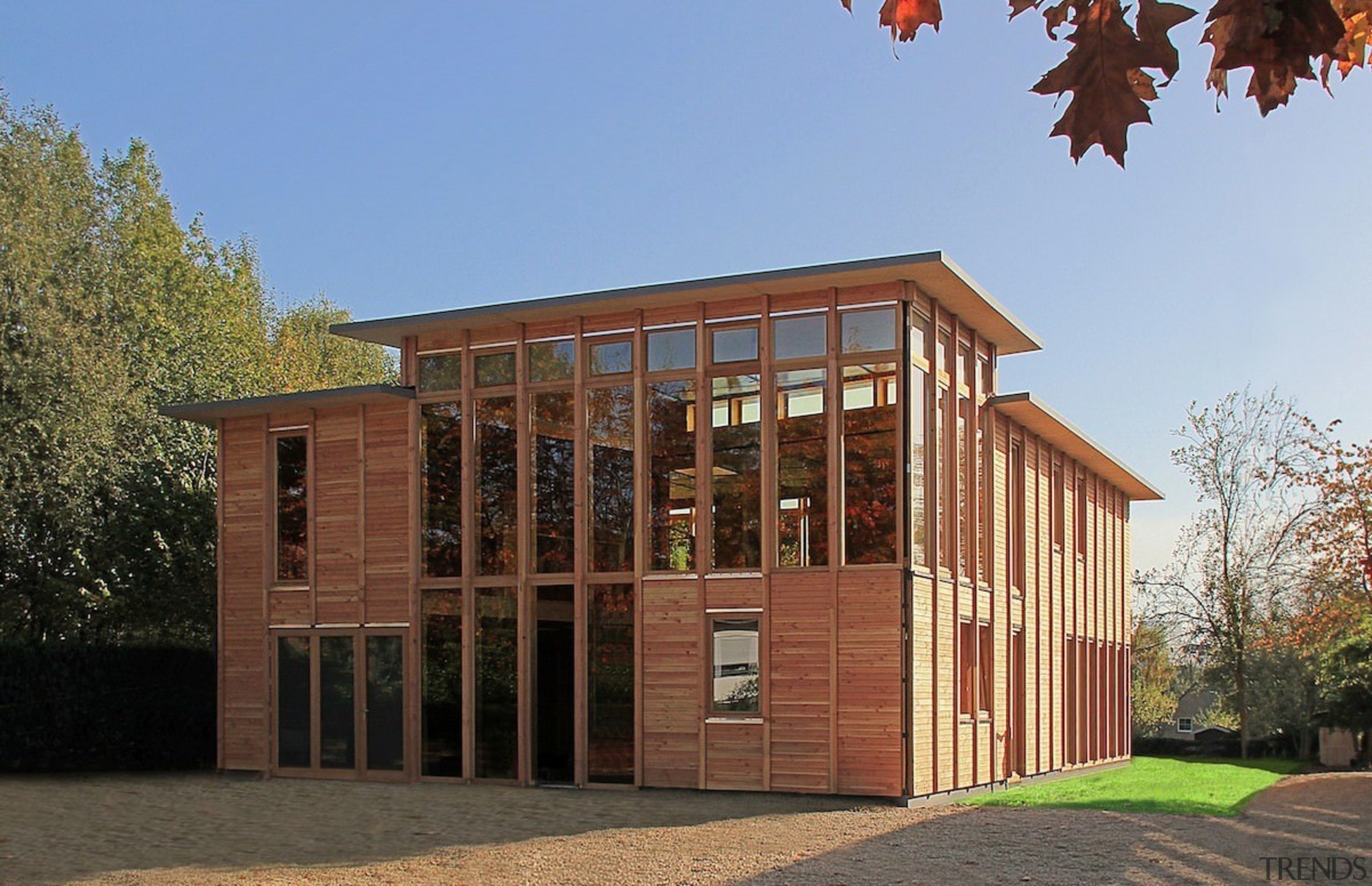 Another view from the front - Another view architecture, building, elevation, estate, facade, home, house, property, real estate, shed, brown, teal
