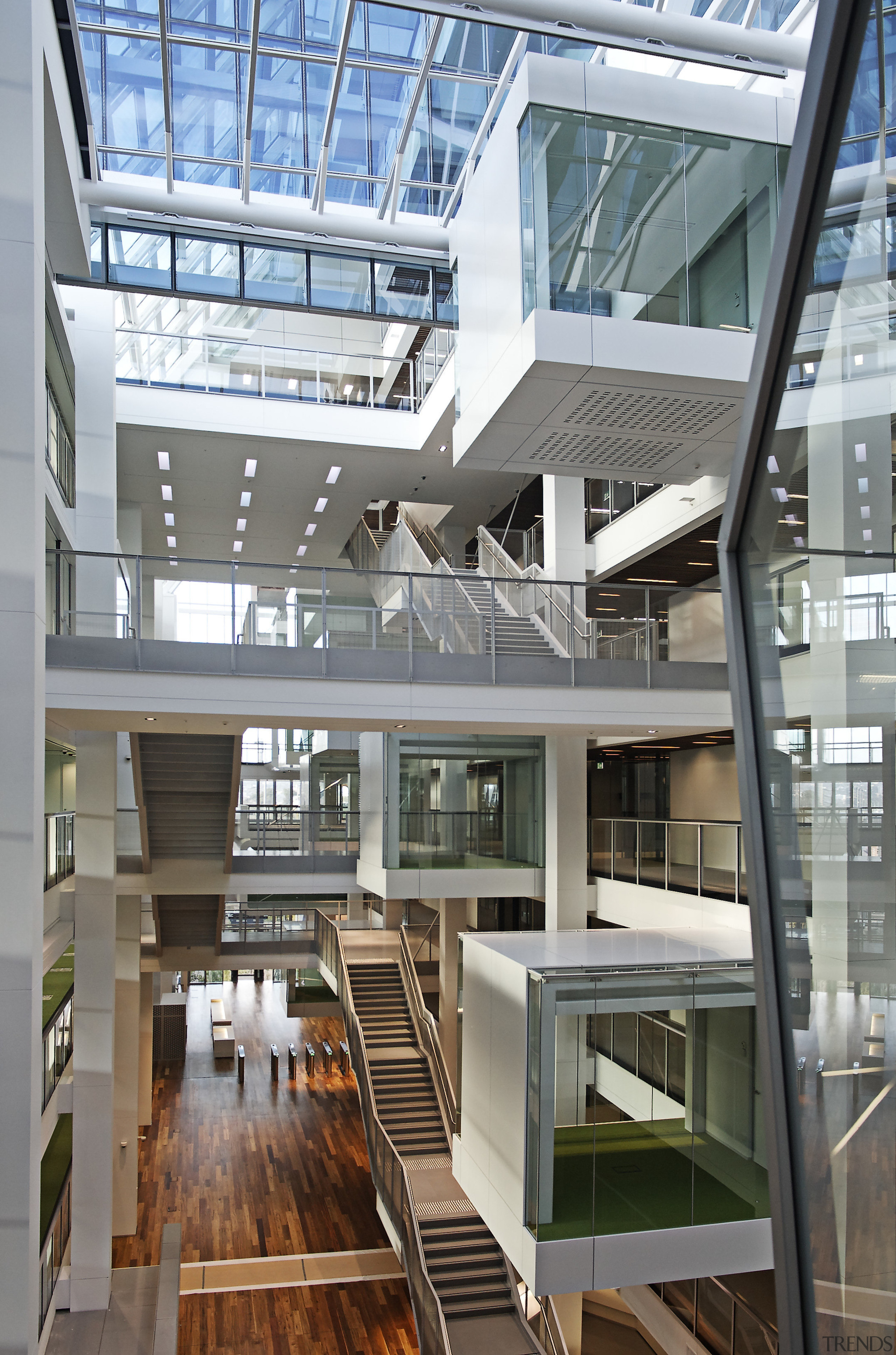 Interior view of the One Shelley Street development apartment, architecture, building, commercial building, condominium, corporate headquarters, daylighting, glass, headquarters, mixed use, real estate, gray