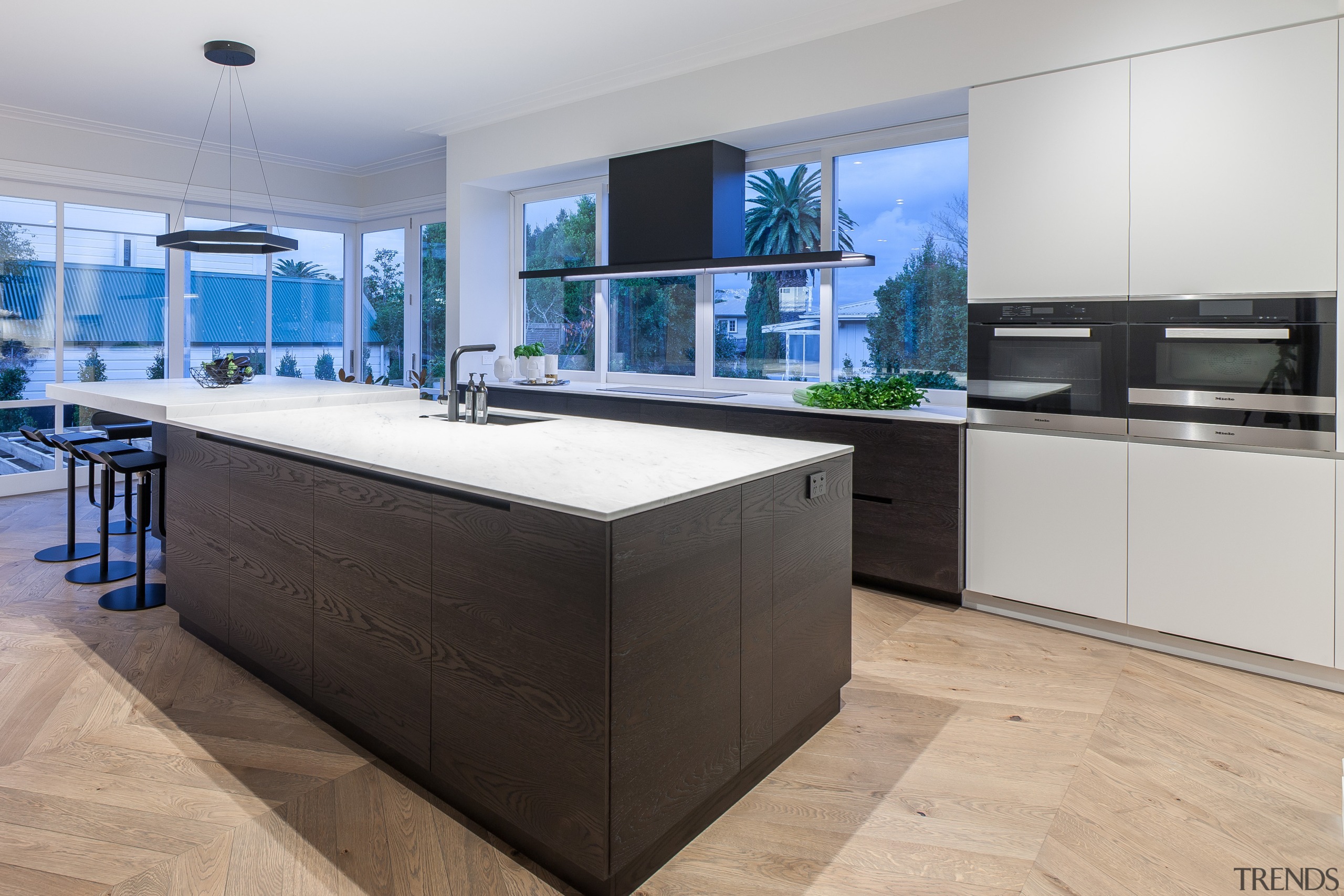 The look is refined and simple on this countertop, floor, interior design, kitchen, gray