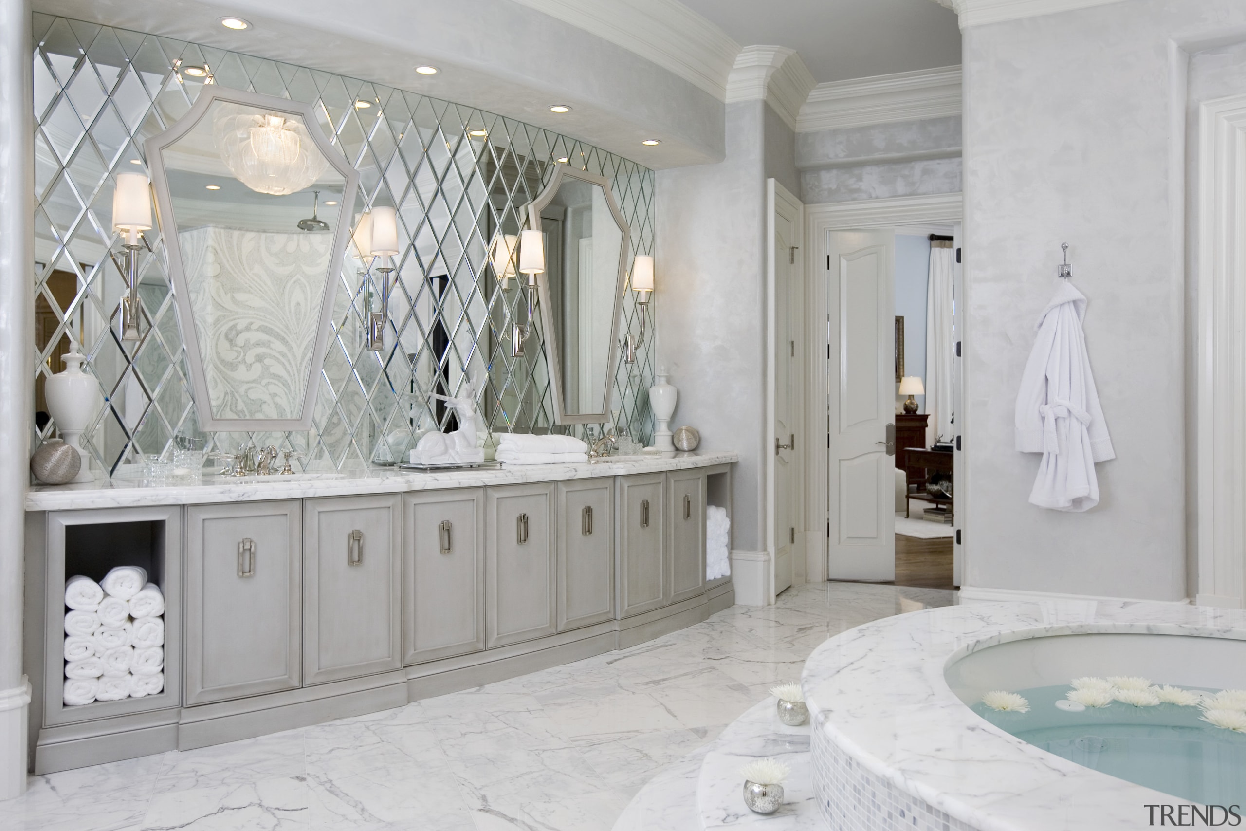 View of bathroom which features a Roman tub bathroom, estate, floor, home, interior design, plumbing fixture, room, gray