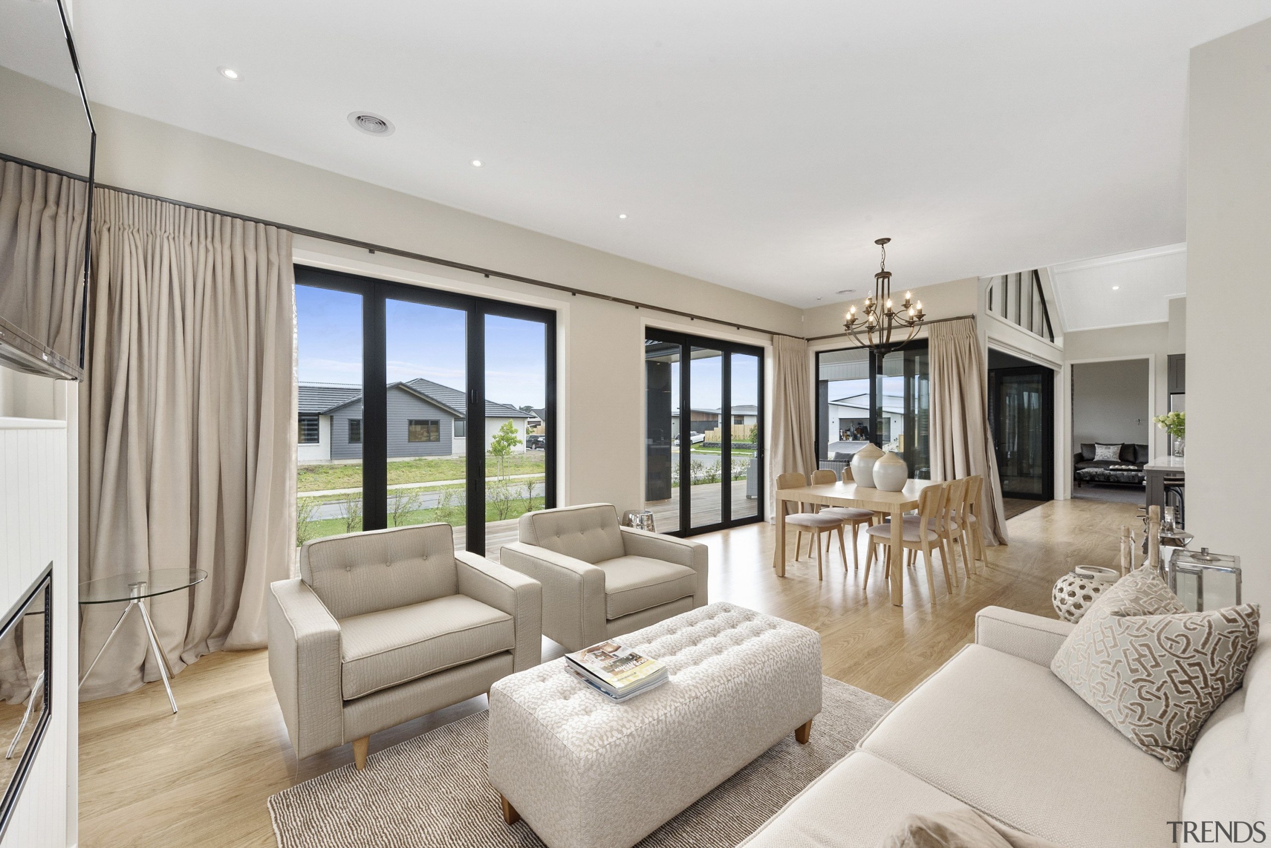 Gorgeous light and bright family room,  open apartment, ceiling, home, interior design, living room, penthouse apartment, property, real estate, window, gray