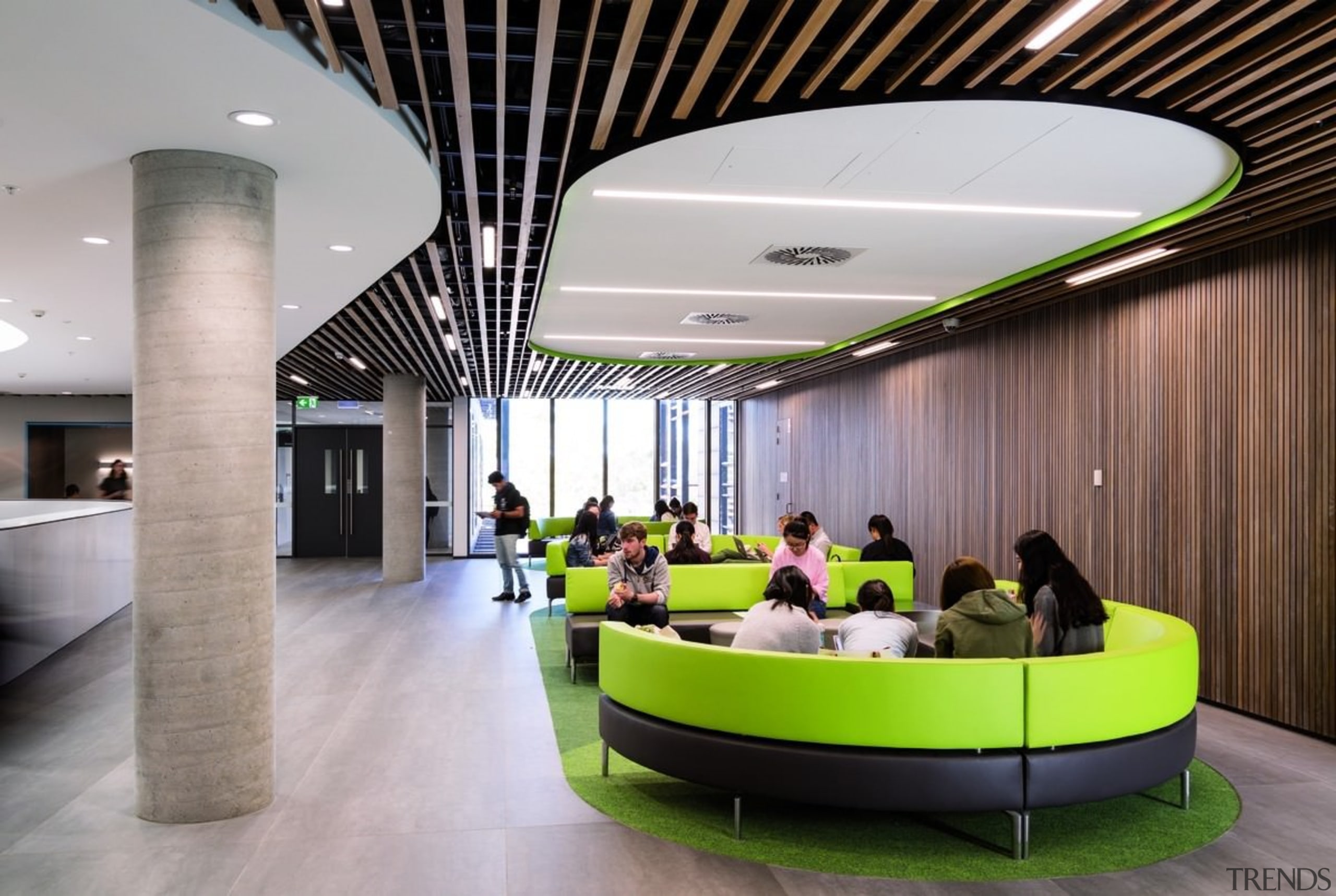 Architect: Woods Bagot/KannFinchPhotography by Trevor Mein architecture, ceiling, institution, interior design, lobby, product design, gray