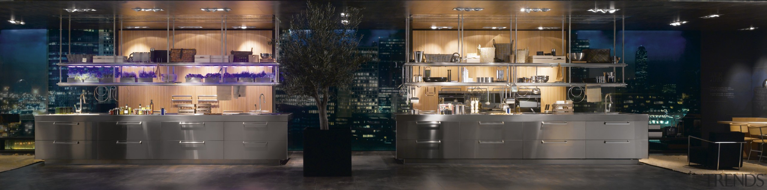 View of kitchen an Arclinea Kitchen from Stile boutique, display window, interior design, lobby, black