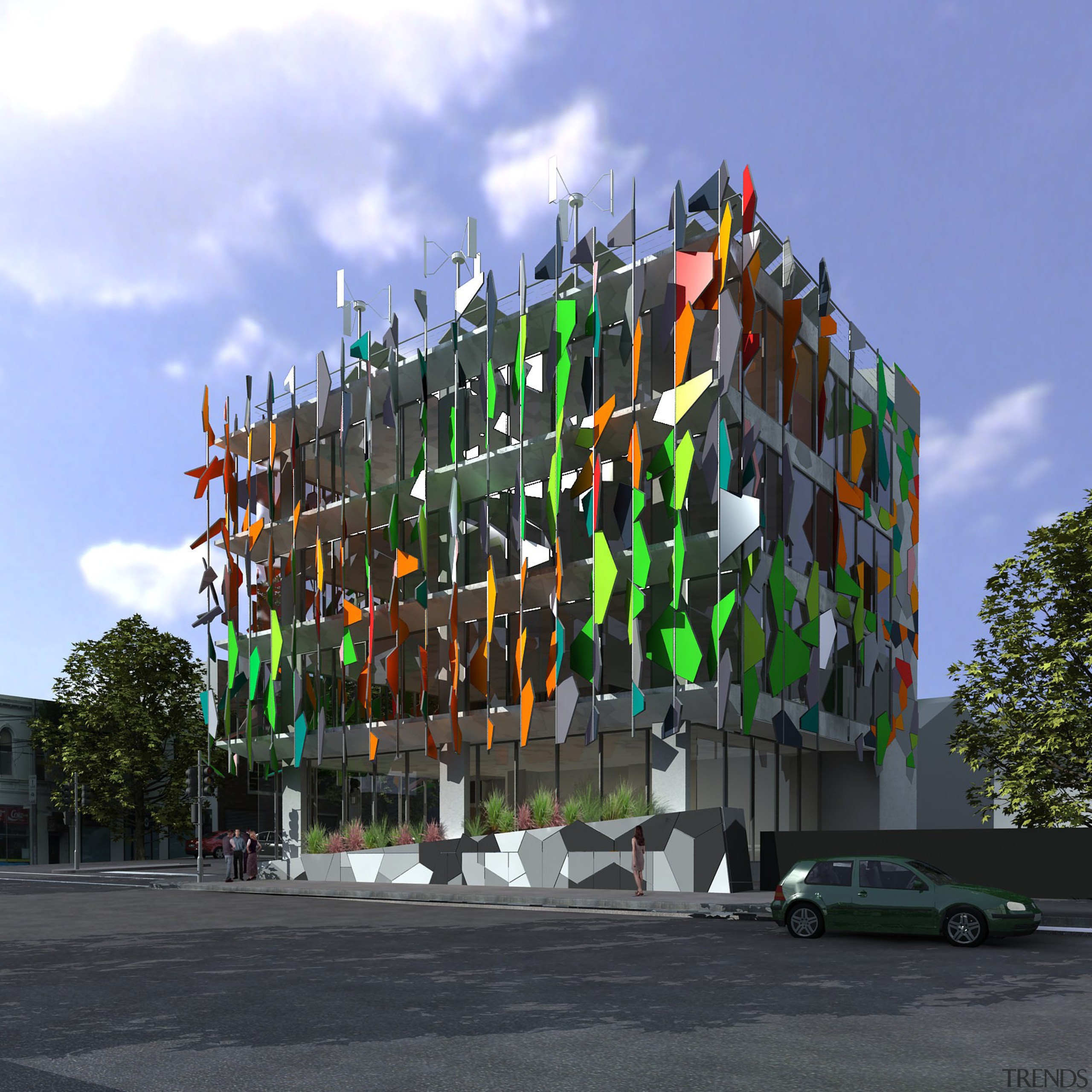 Exterior view of the office building - Exterior building, tourist attraction, tree, teal, black