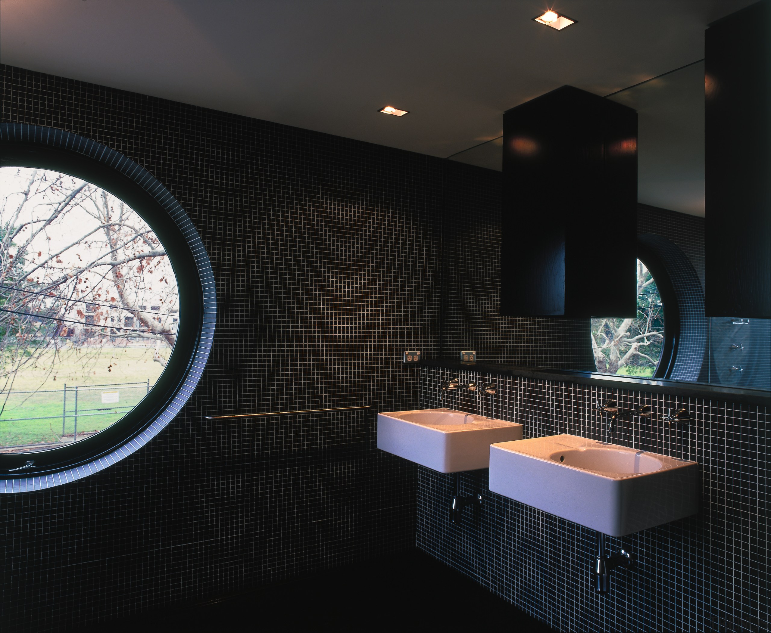 The view of the basin and vanity area architecture, bathroom, ceiling, daylighting, interior design, wall, black
