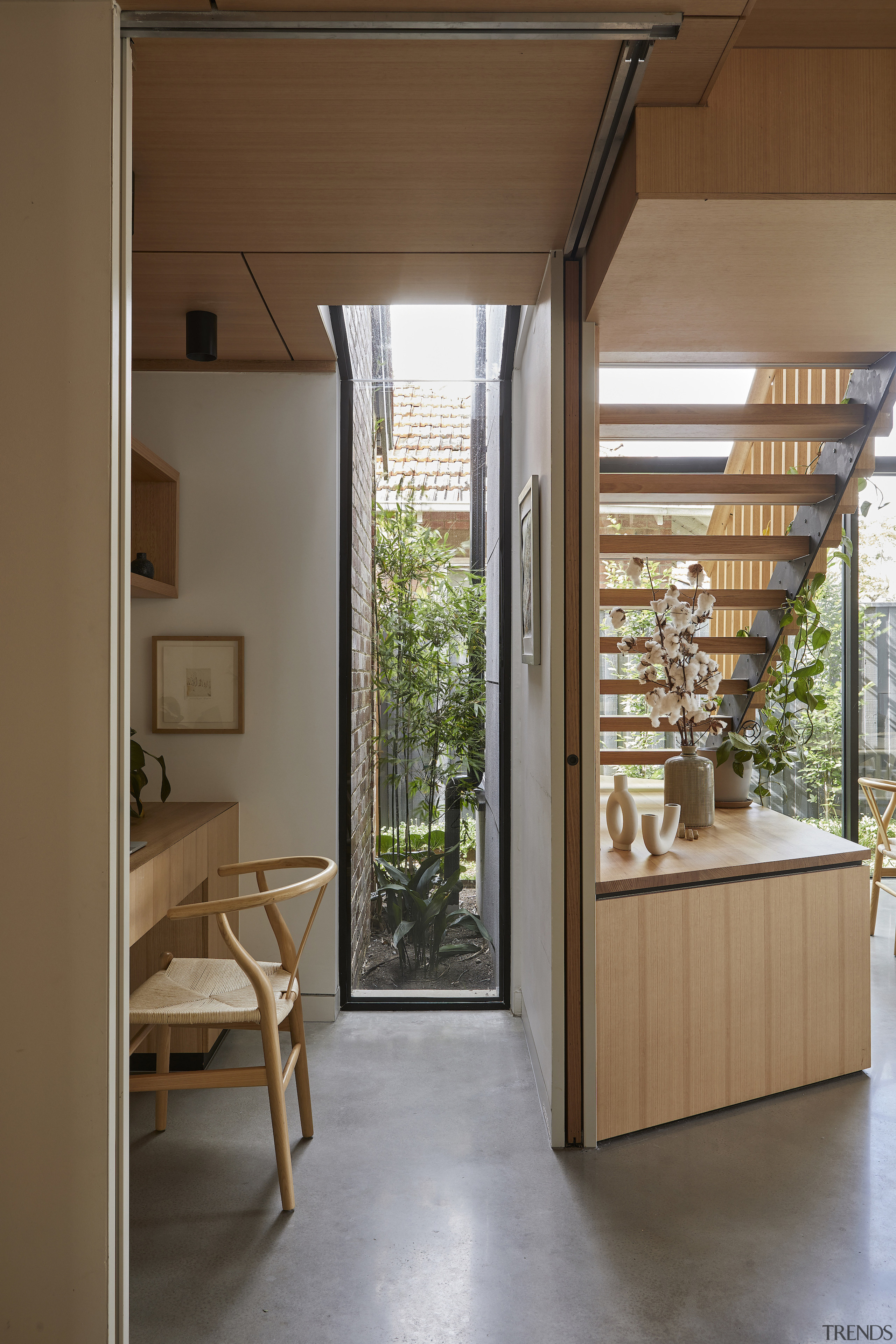 Study with window that turns a corner to 