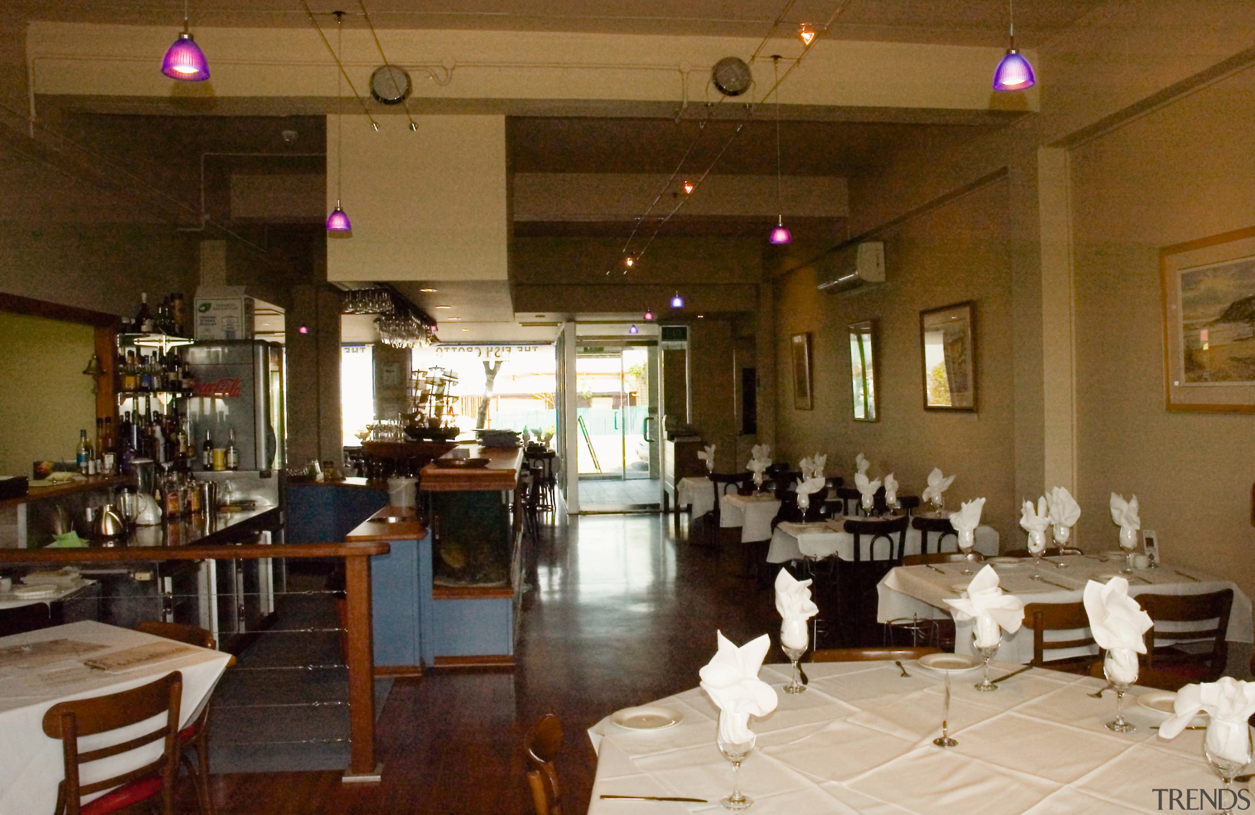 A view of the various lighting designs in function hall, interior design, restaurant, brown