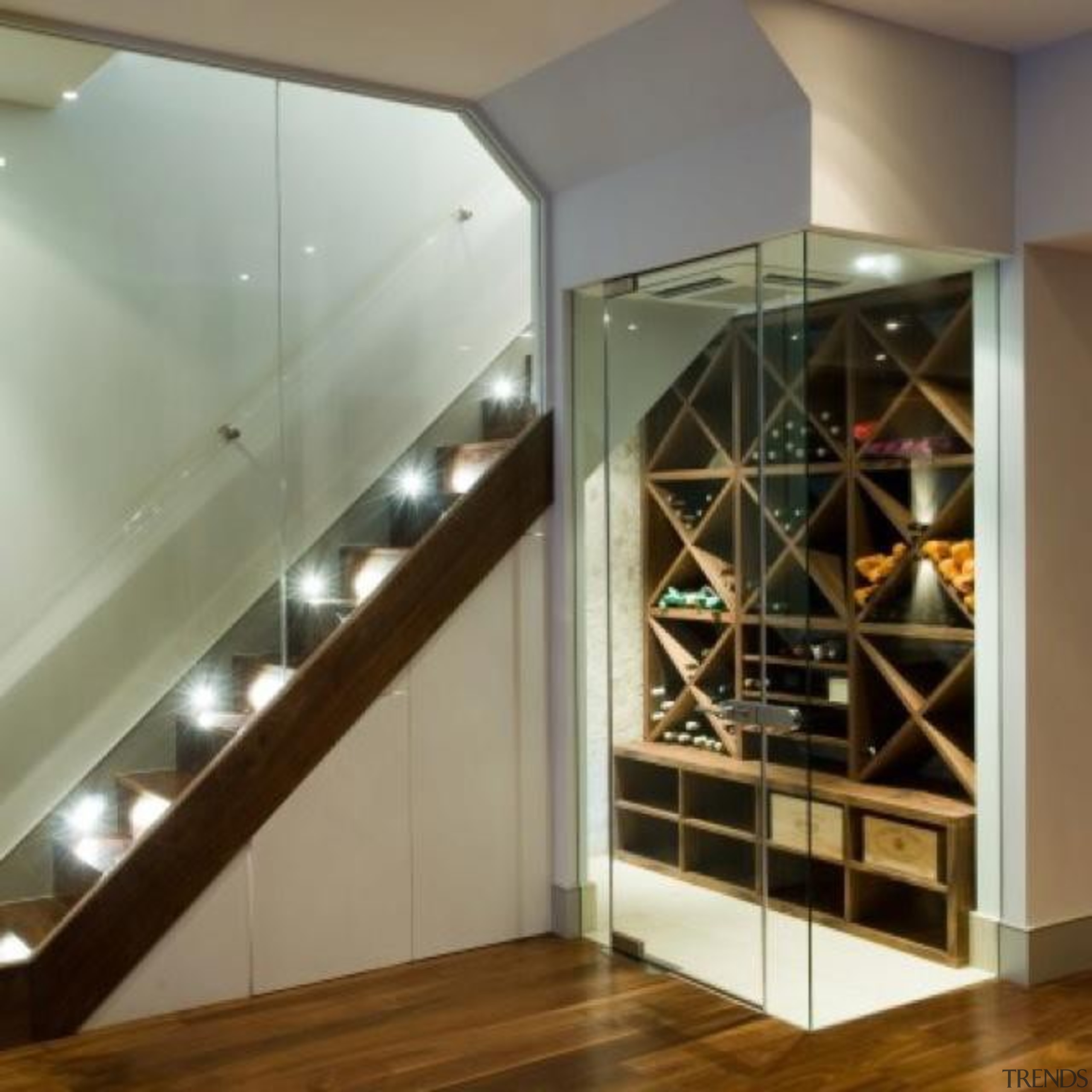 Modern Wine Cellar Ideas - Modern Wine Cellar ceiling, floor, flooring, glass, interior design, brown, gray