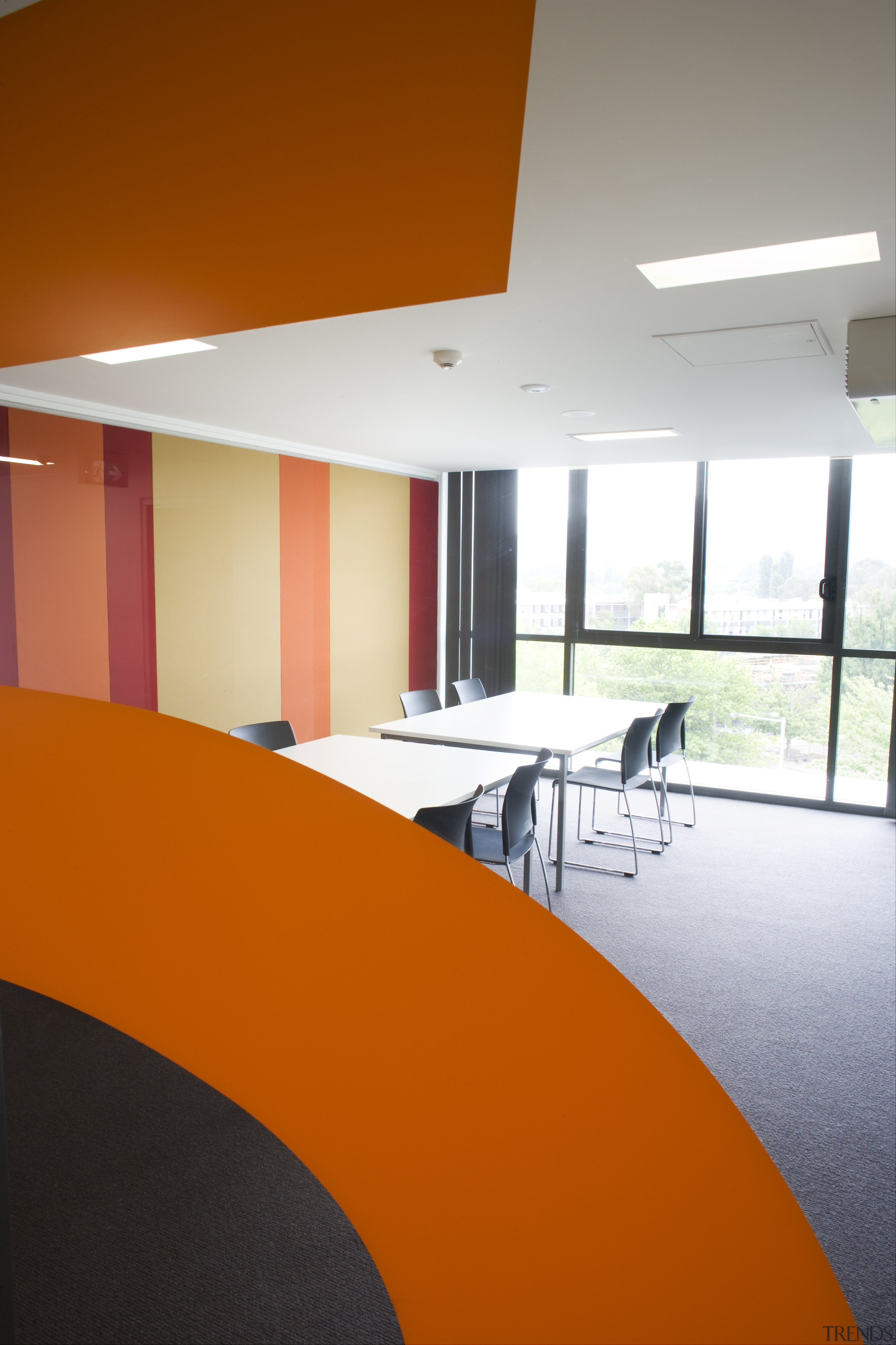 Kinloch Lodge, ANU Exchange, Canberra - Kinloch Lodge, architecture, ceiling, daylighting, floor, flooring, house, interior design, office, orange, product design, real estate, table, brown, white