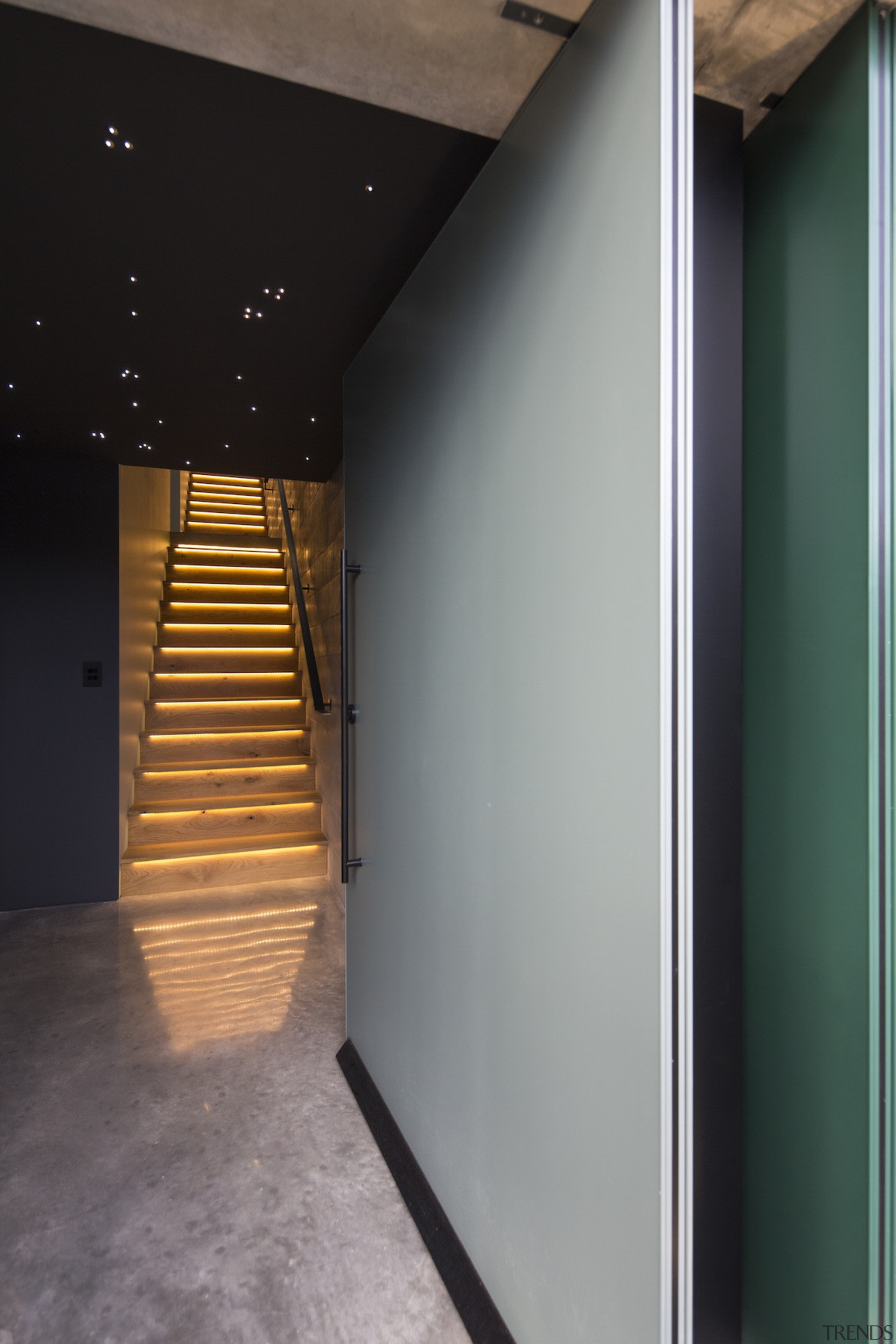 Arrowtown-based Bennie Builders was the only Southern Lakes architecture, daylighting, door, floor, house, interior design, wall, wood, black, gray