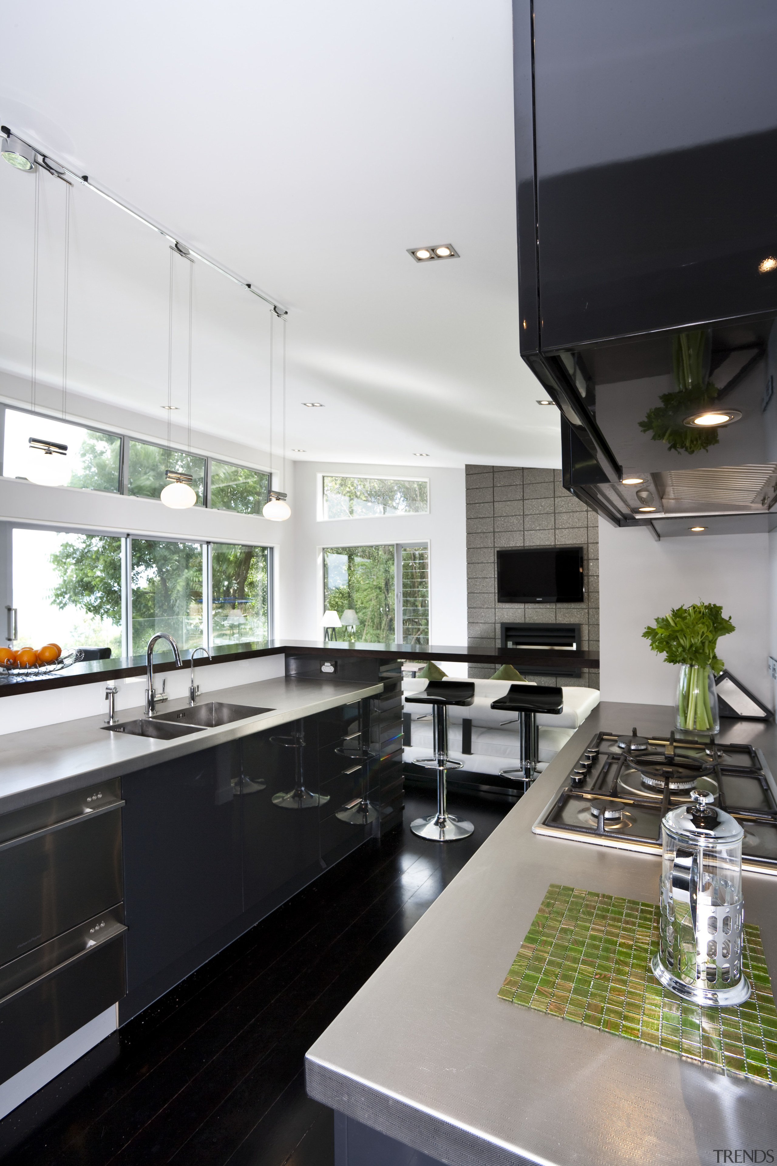 View of kitchen designed by Celia Visser of countertop, house, interior design, kitchen, white, gray, black