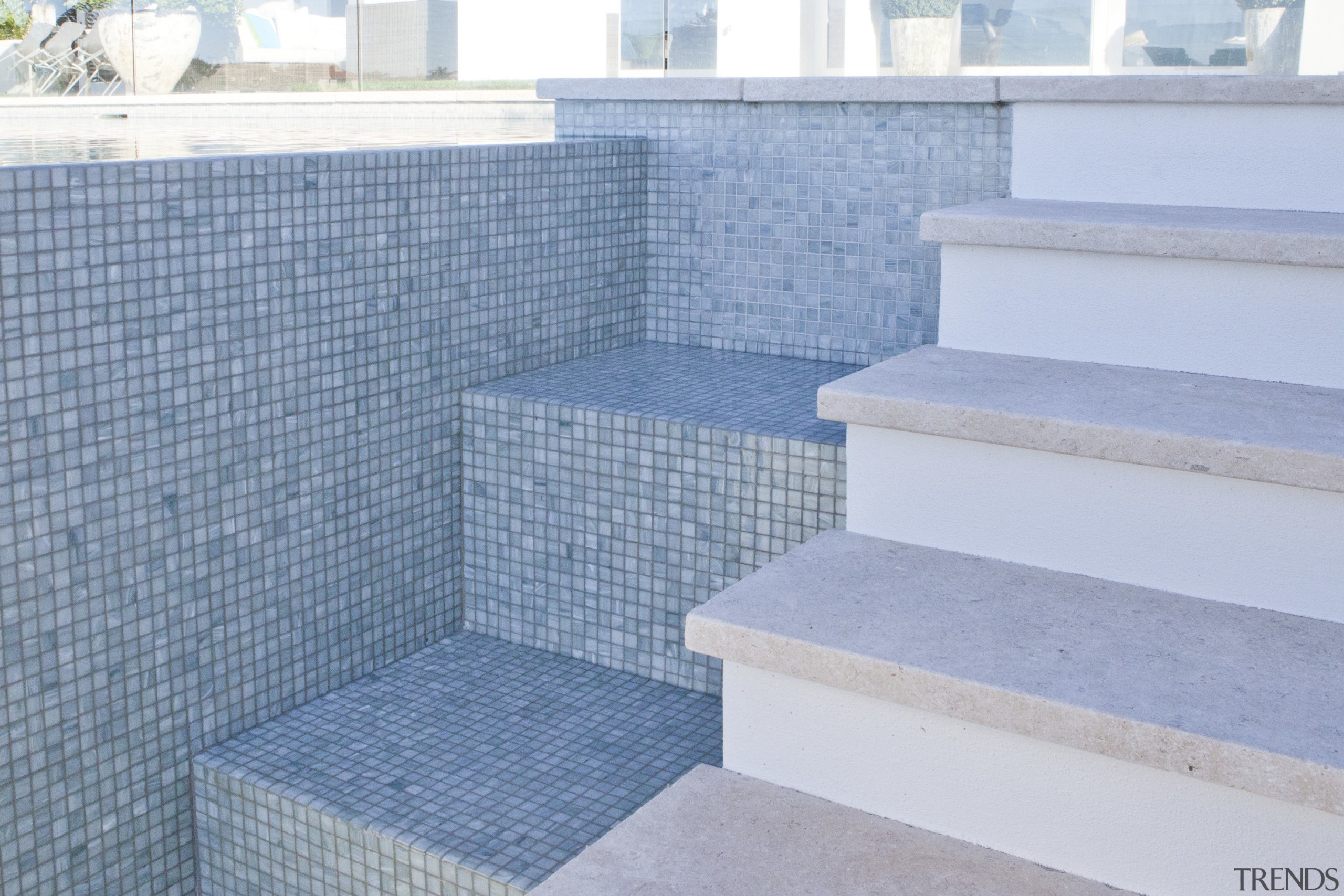 Unique stair design. - Unique stair design. - floor, tile, wall, gray, teal