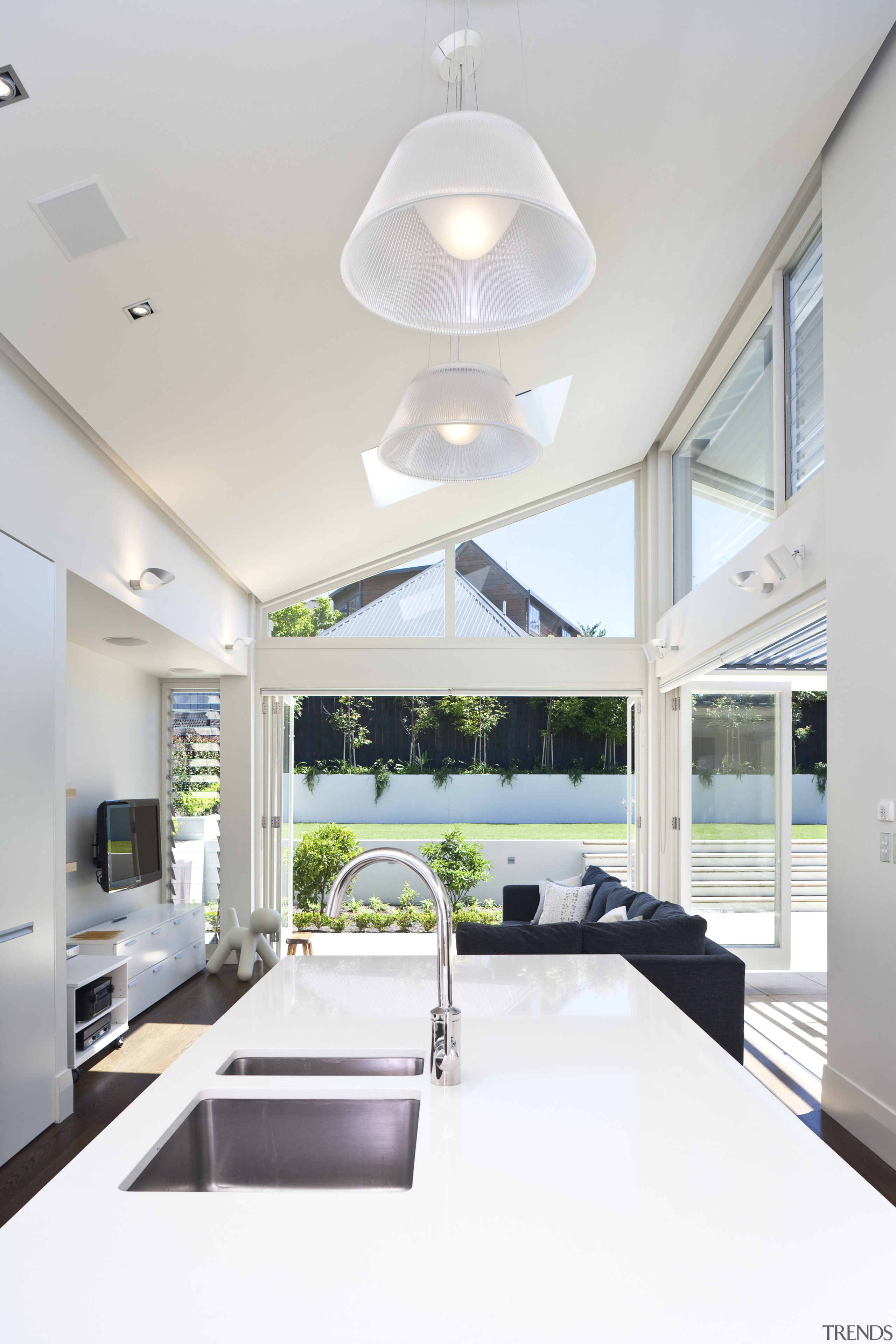 A kitchen interior designed by Anna Welsh MDINZ, architecture, ceiling, daylighting, home, house, interior design, living room, product design, real estate, window, white