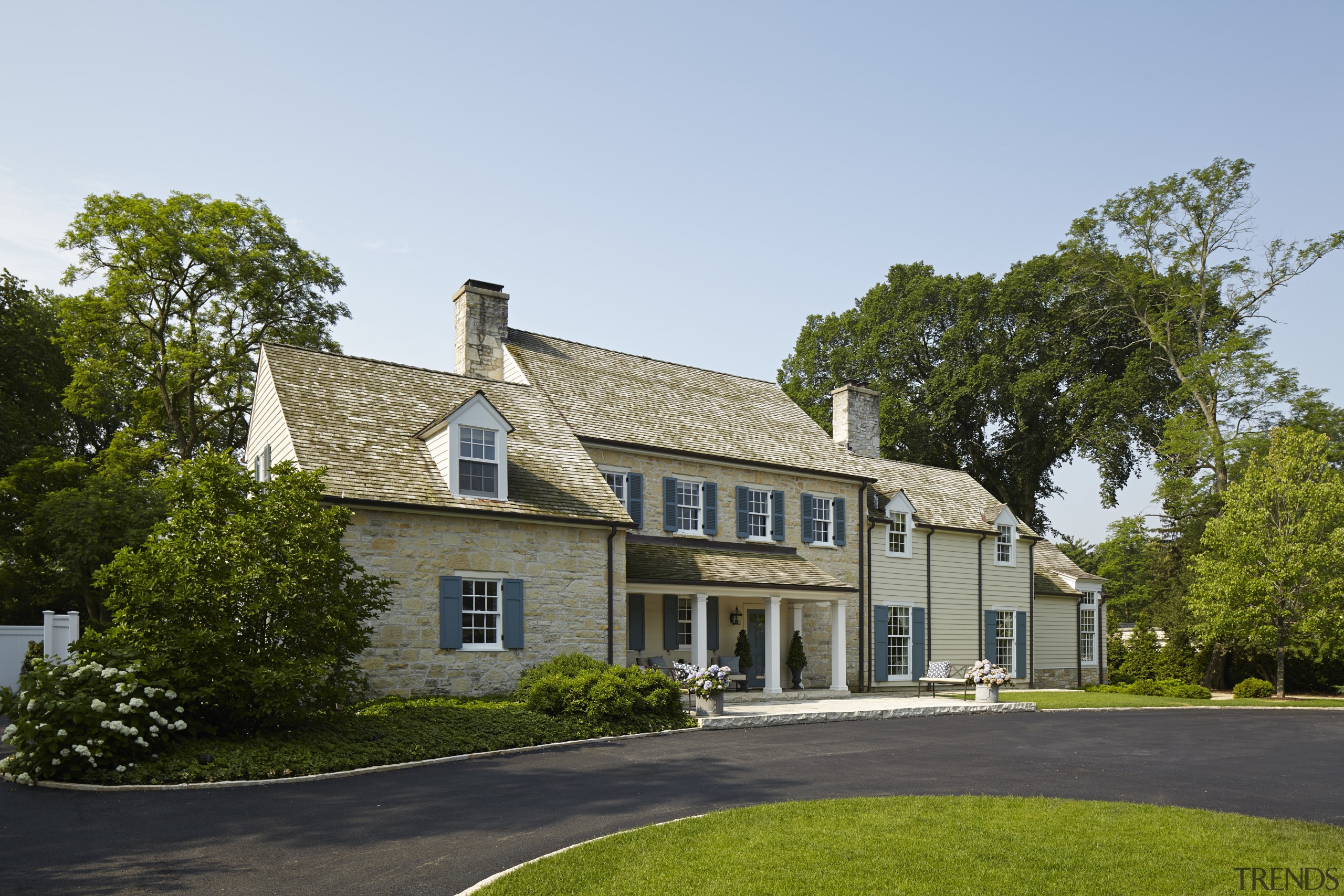 On this remodel project by Burns &amp; Beyerl building, cottage, estate, farmhouse, grass, home, house, manor house, mansion, neighbourhood, plant, property, real estate, residential area, roof, sky, suburb, tree, brown