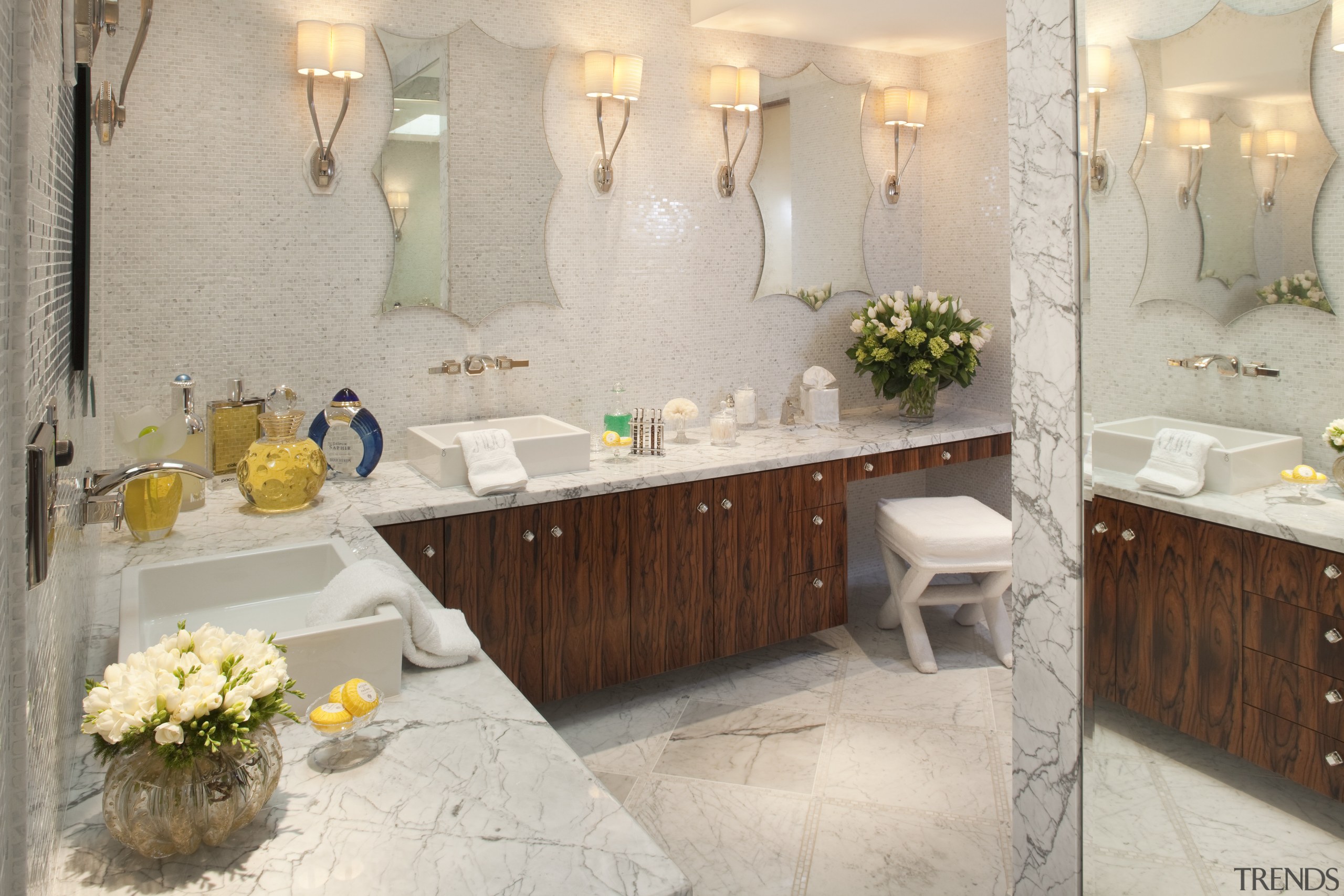 view of bathroom which features L-shaped vanity, cantilevered bathroom, countertop, home, interior design, room, gray