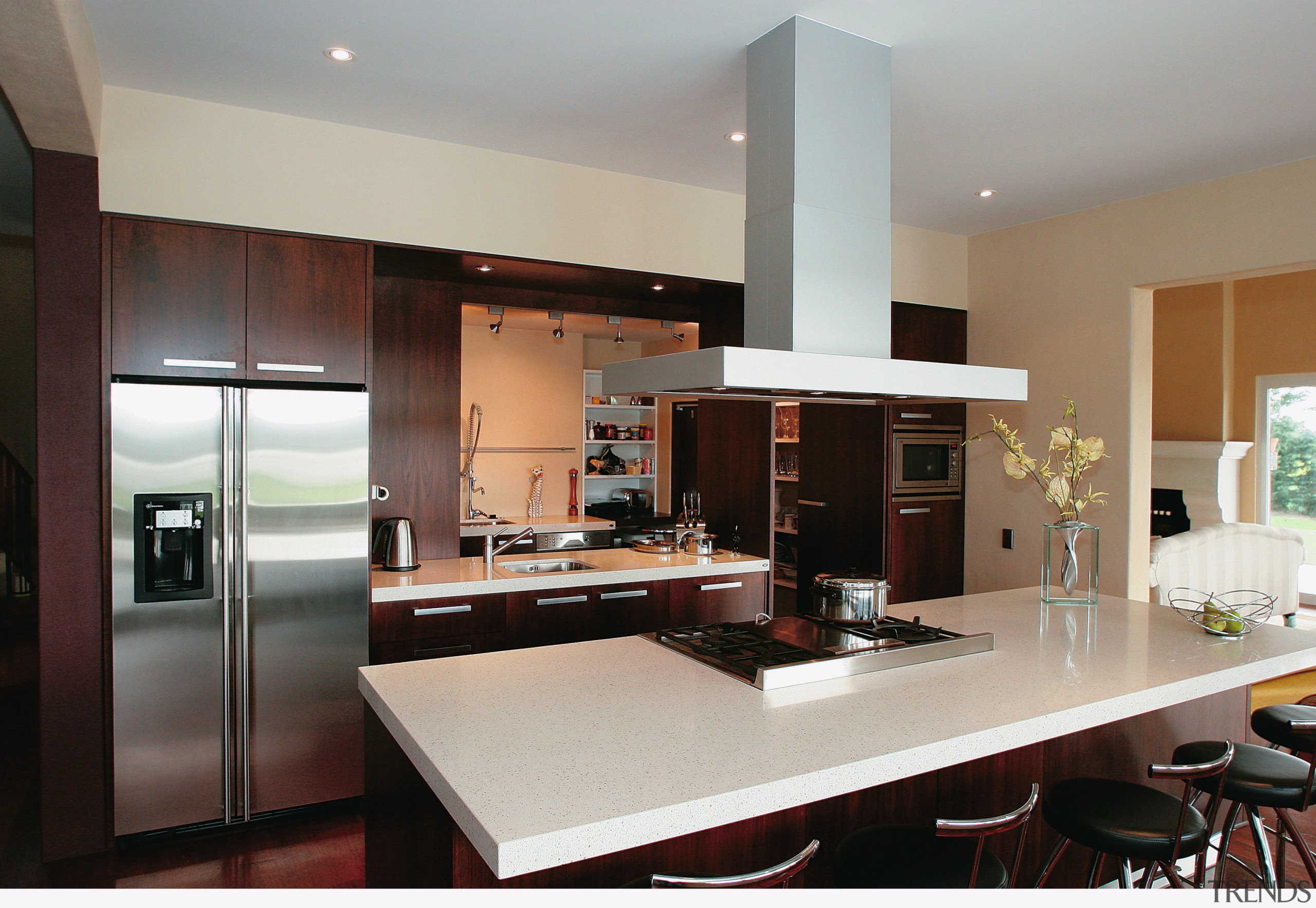 A view of a home by Paul Williams cabinetry, countertop, cuisine classique, interior design, kitchen, real estate, gray, black