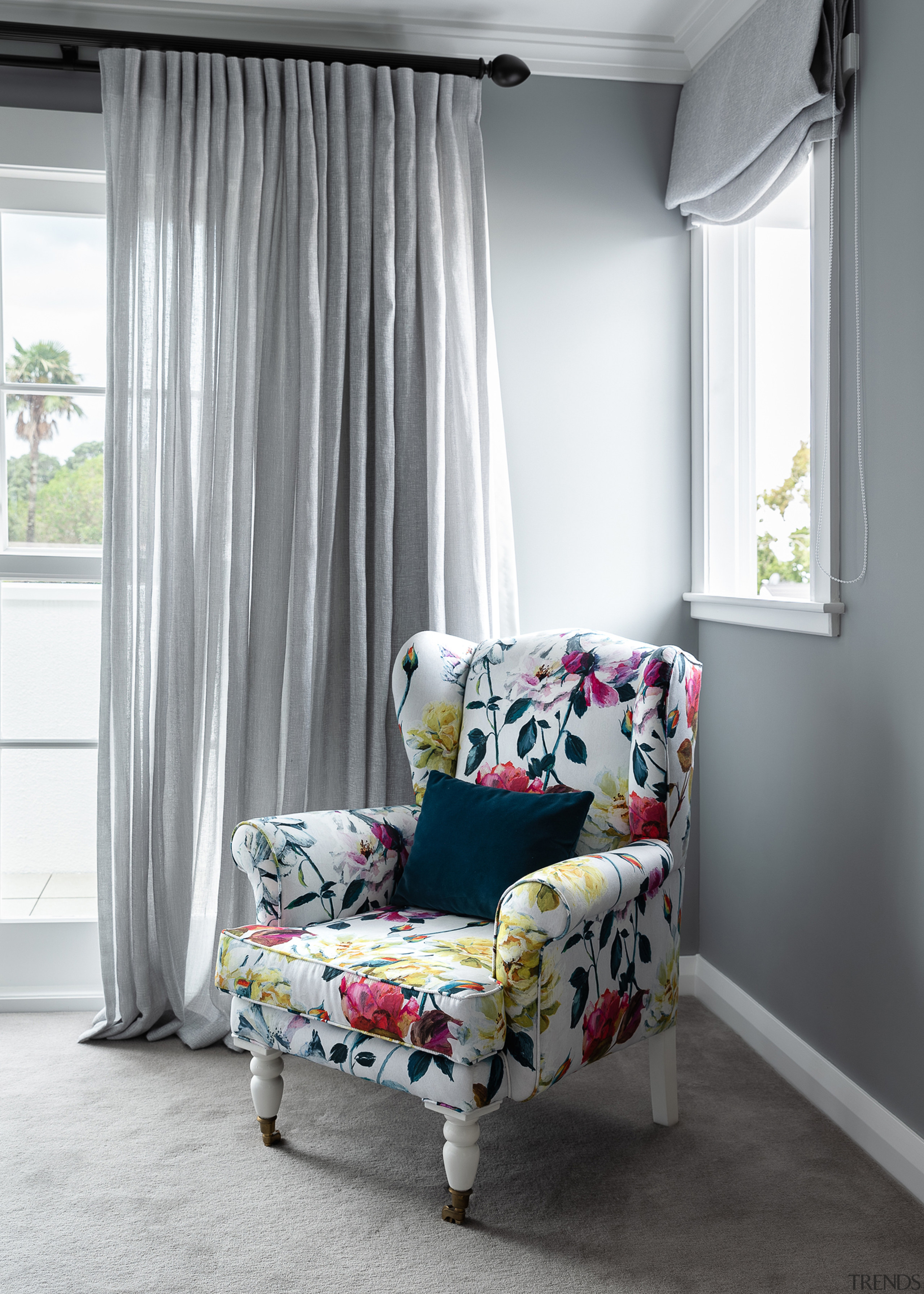 &nbsp;A Designers Guild floral pattern on this armchair 