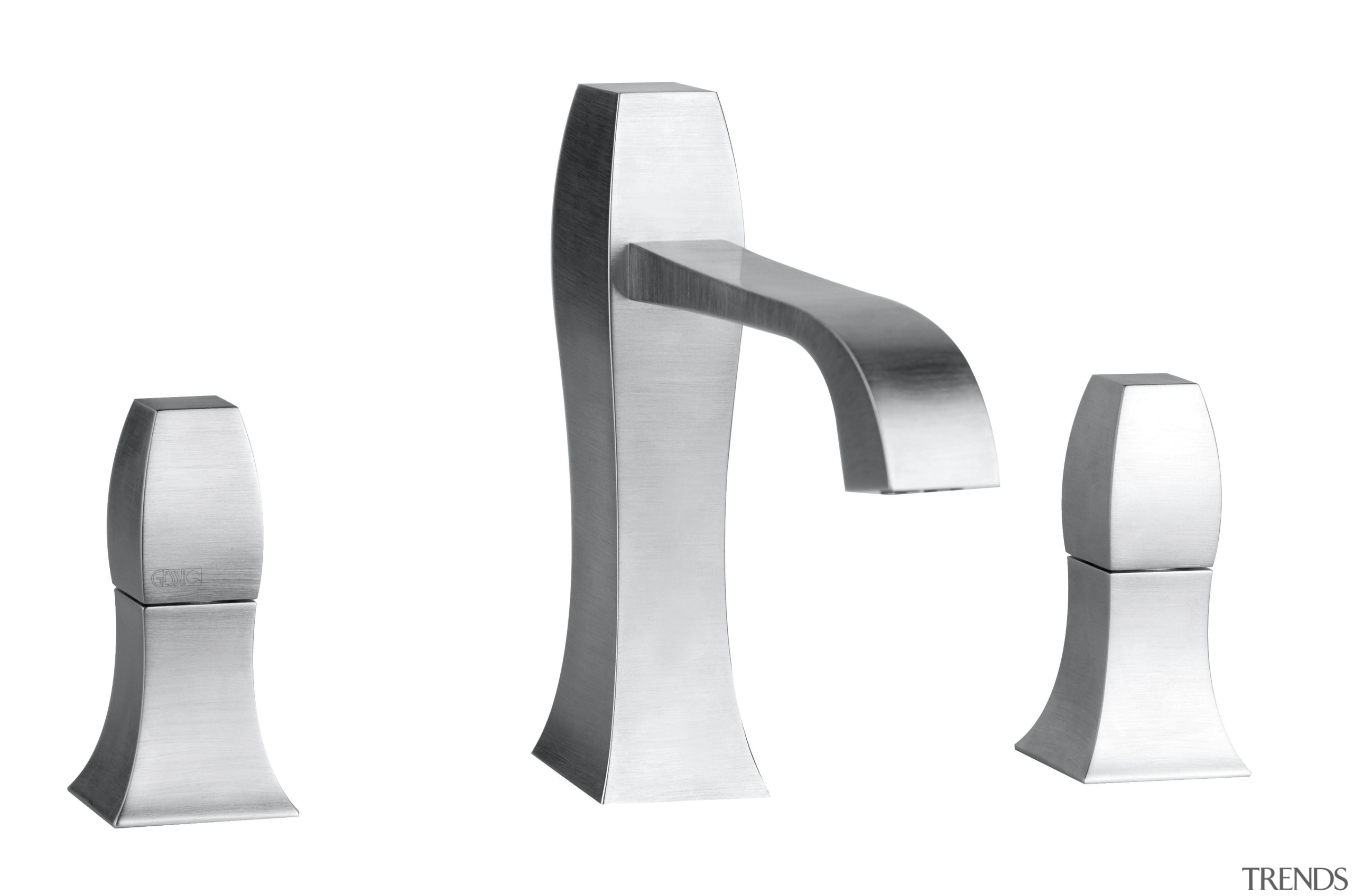 With a softly curved transitional style, this striking hardware, product, product design, tap, white