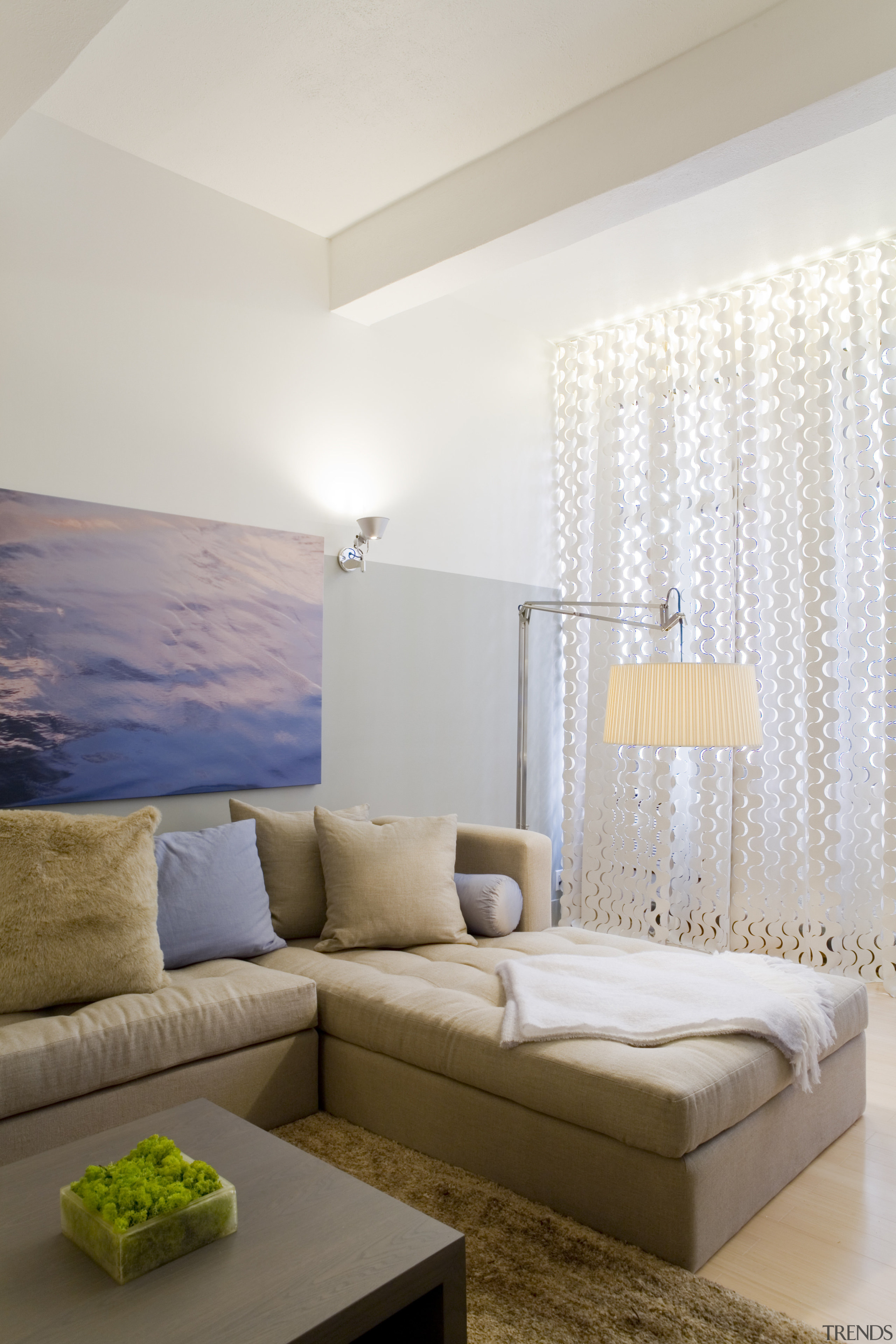 Living room in New York apartment. The interior bed frame, ceiling, interior design, living room, room, suite, wall, white