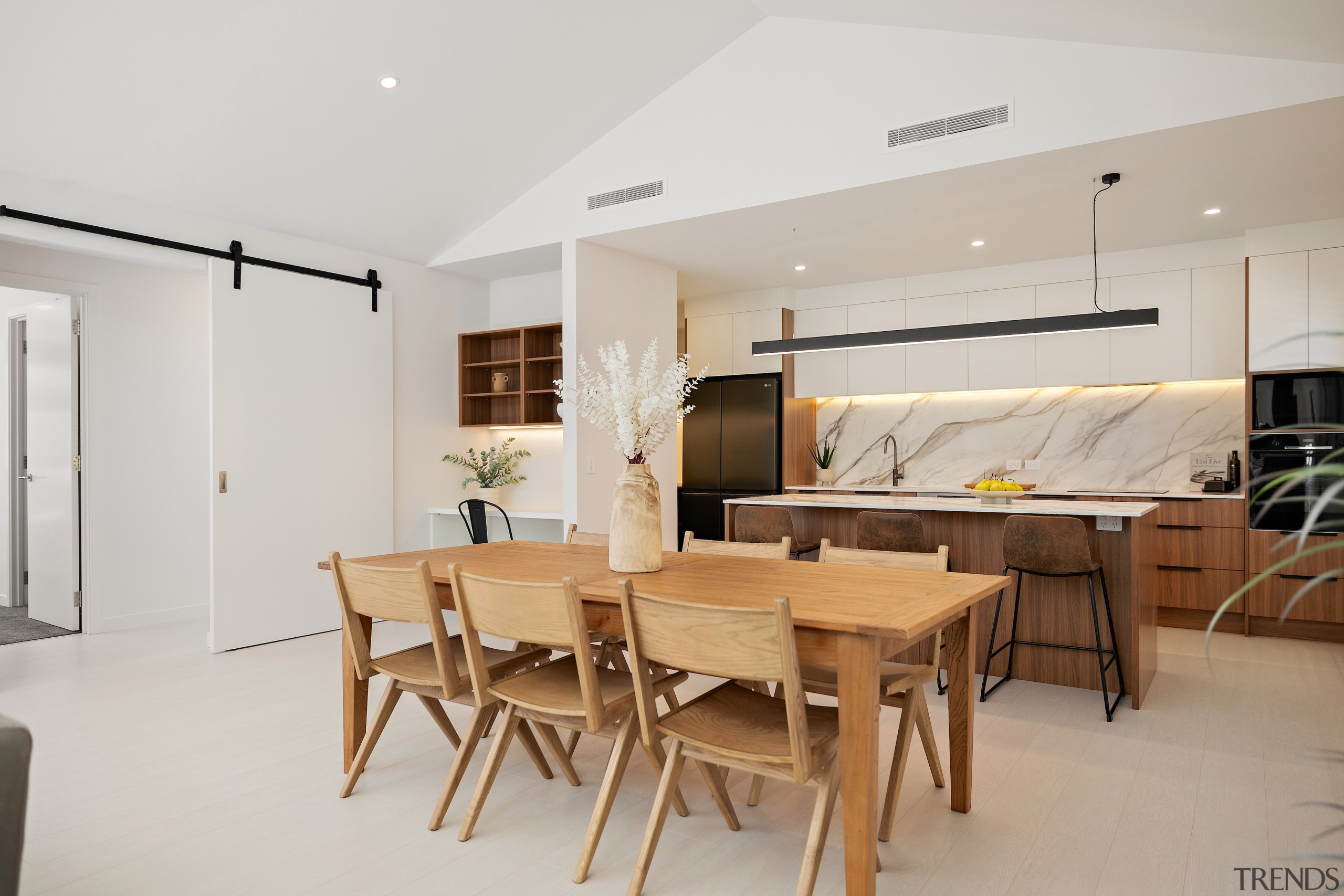 The completed kitchen is both functional and stylish, 