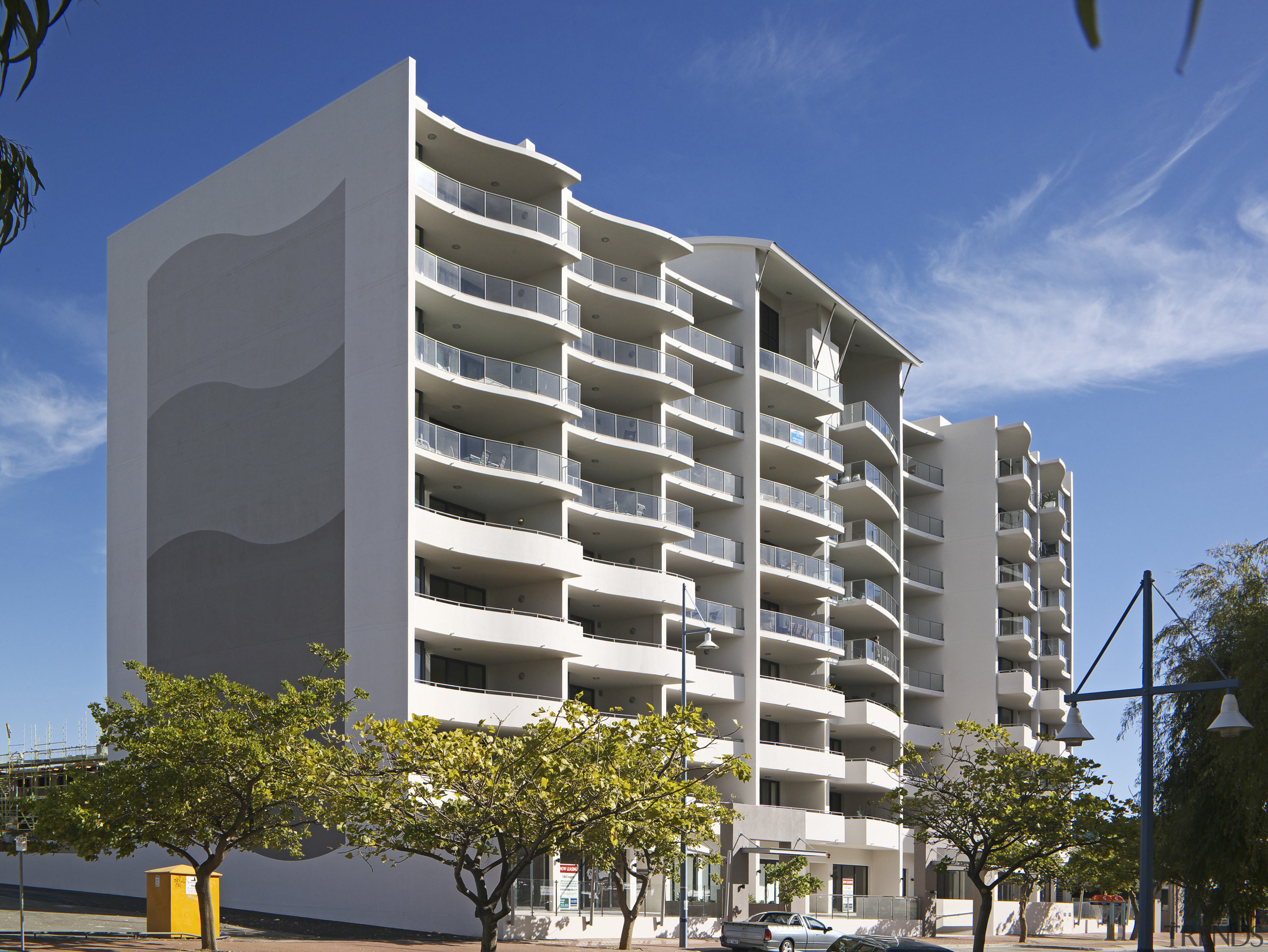 Rendering on the side of the Nautilus apartments apartment, architecture, building, commercial building, condominium, corporate headquarters, daytime, elevation, facade, home, hotel, house, metropolis, metropolitan area, mixed use, neighbourhood, property, real estate, residential area, sky, tower block, blue, gray