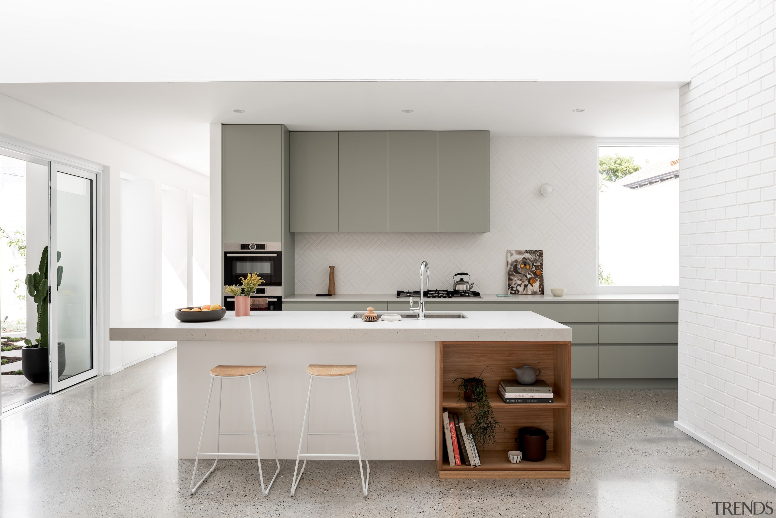 The new well-connected and light-filled kitchen. 