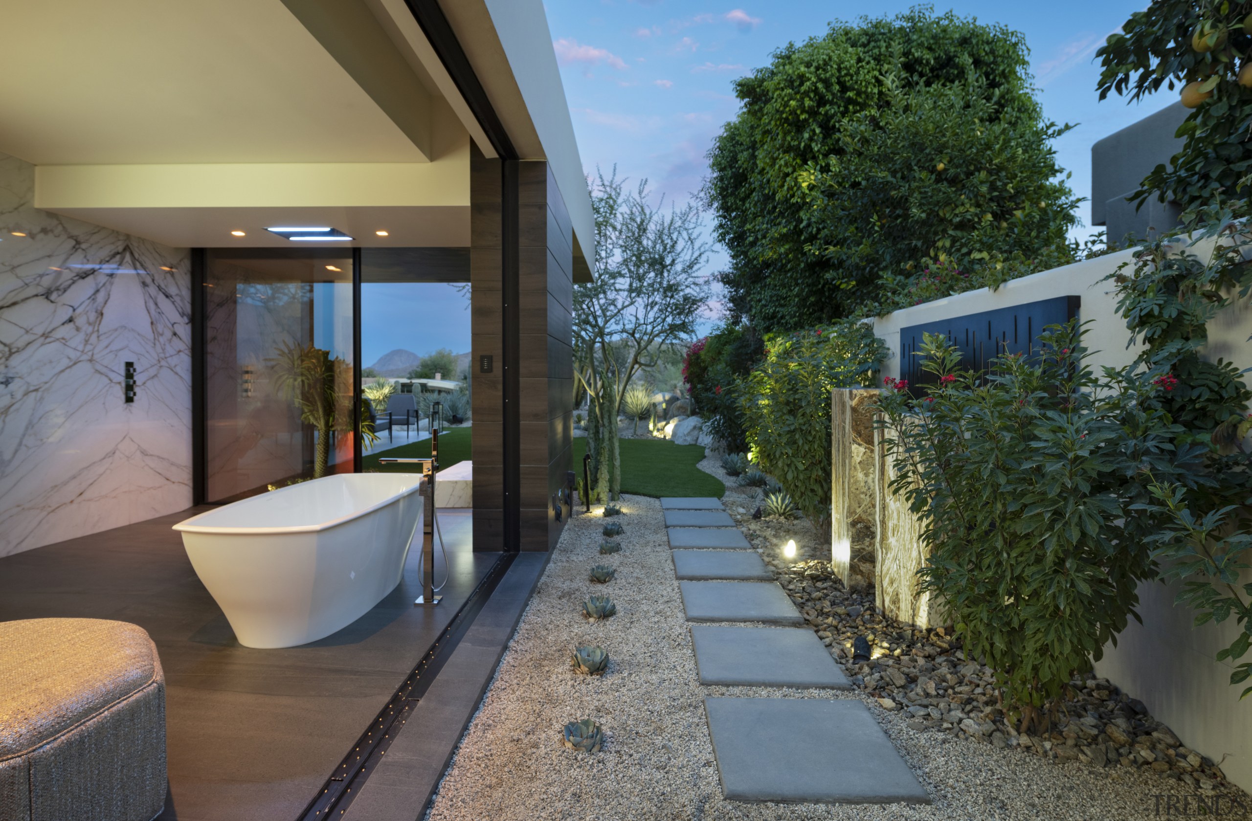 An indoor/outdoor tub belonging to one of the 