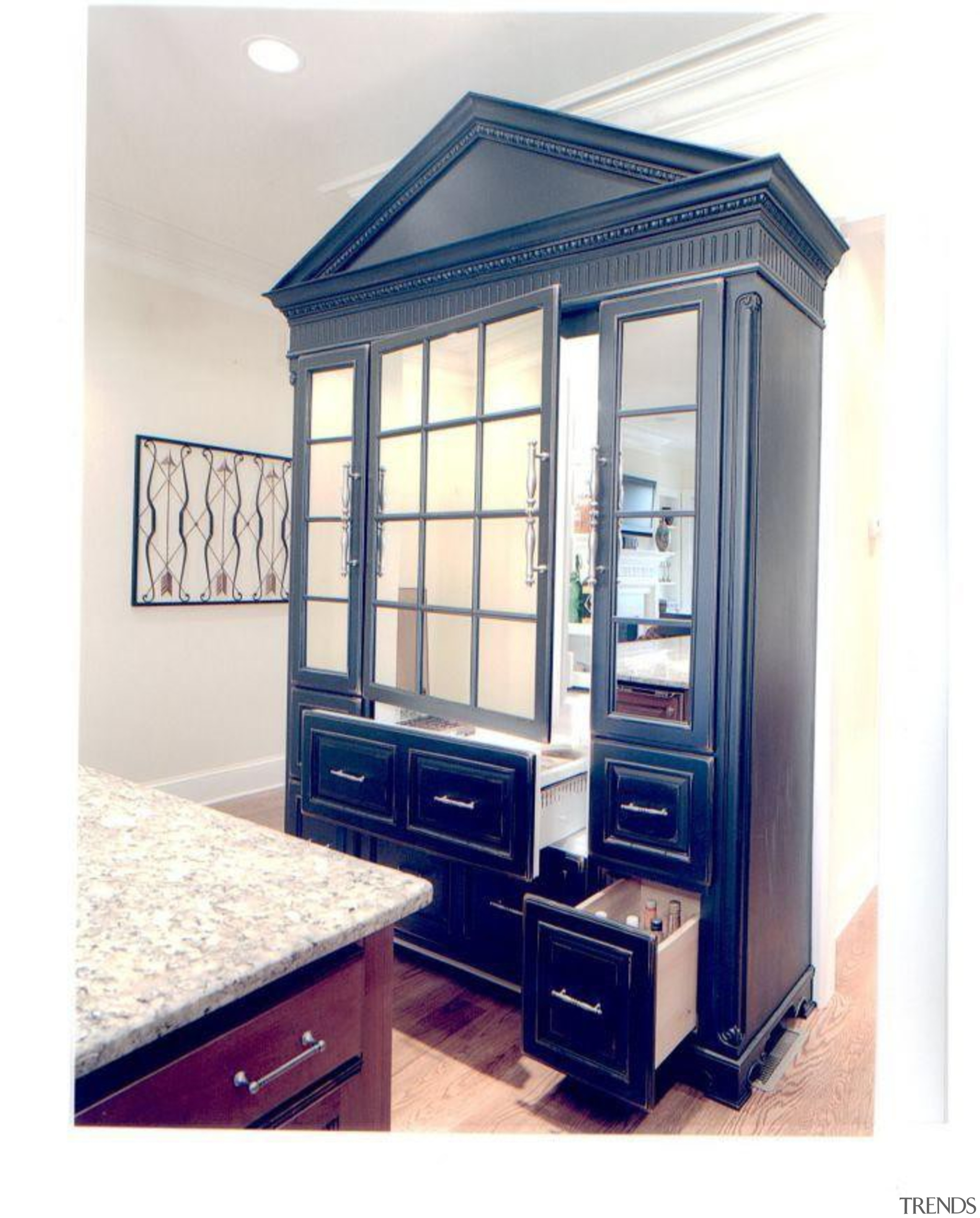 Black Fridge with a Twist - is it furniture, product, white