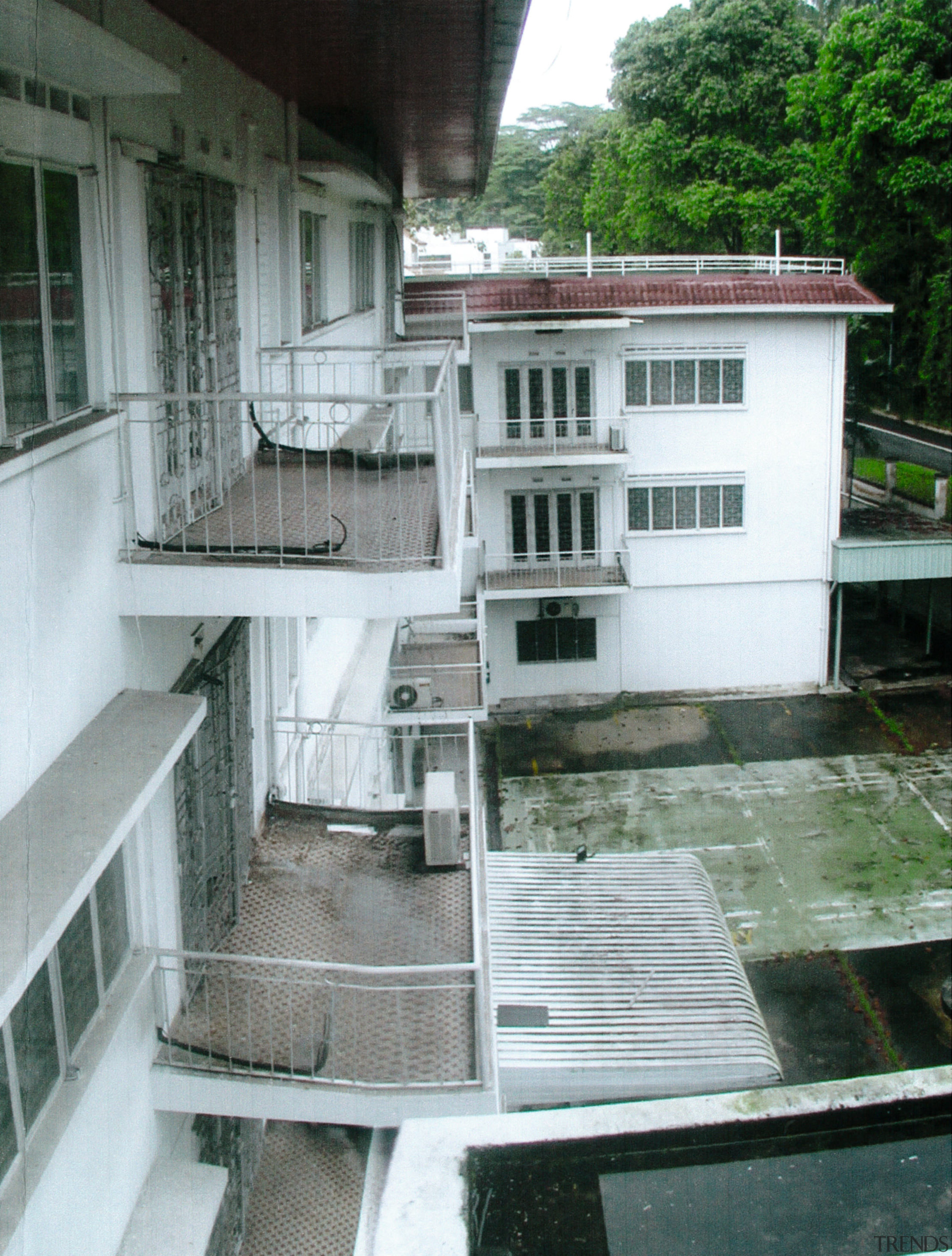 A view of the apartments before they were architecture, building, condominium, house, property, residential area, window, gray, white