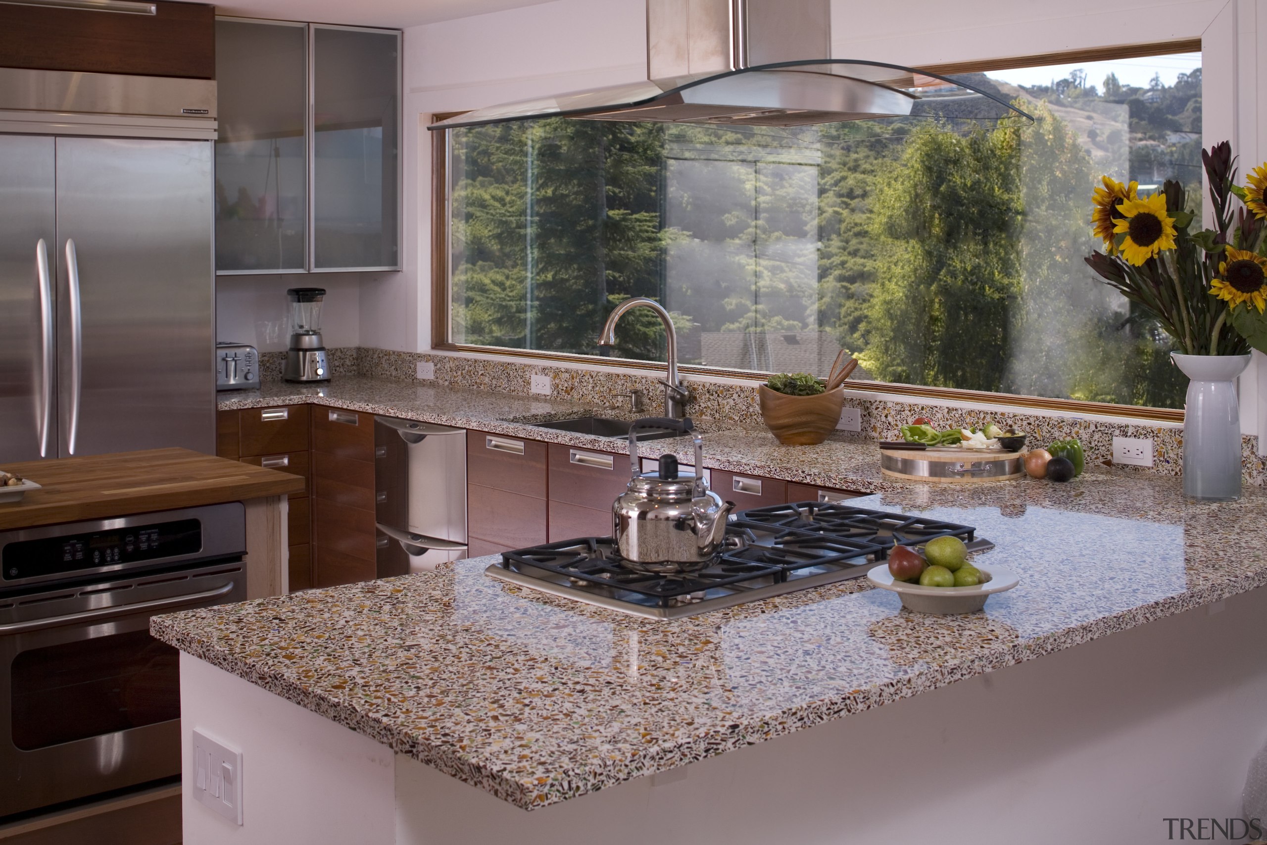 Recycled glass kitchen benchtop - Recycled glass kitchen countertop, granite, interior design, kitchen, gray