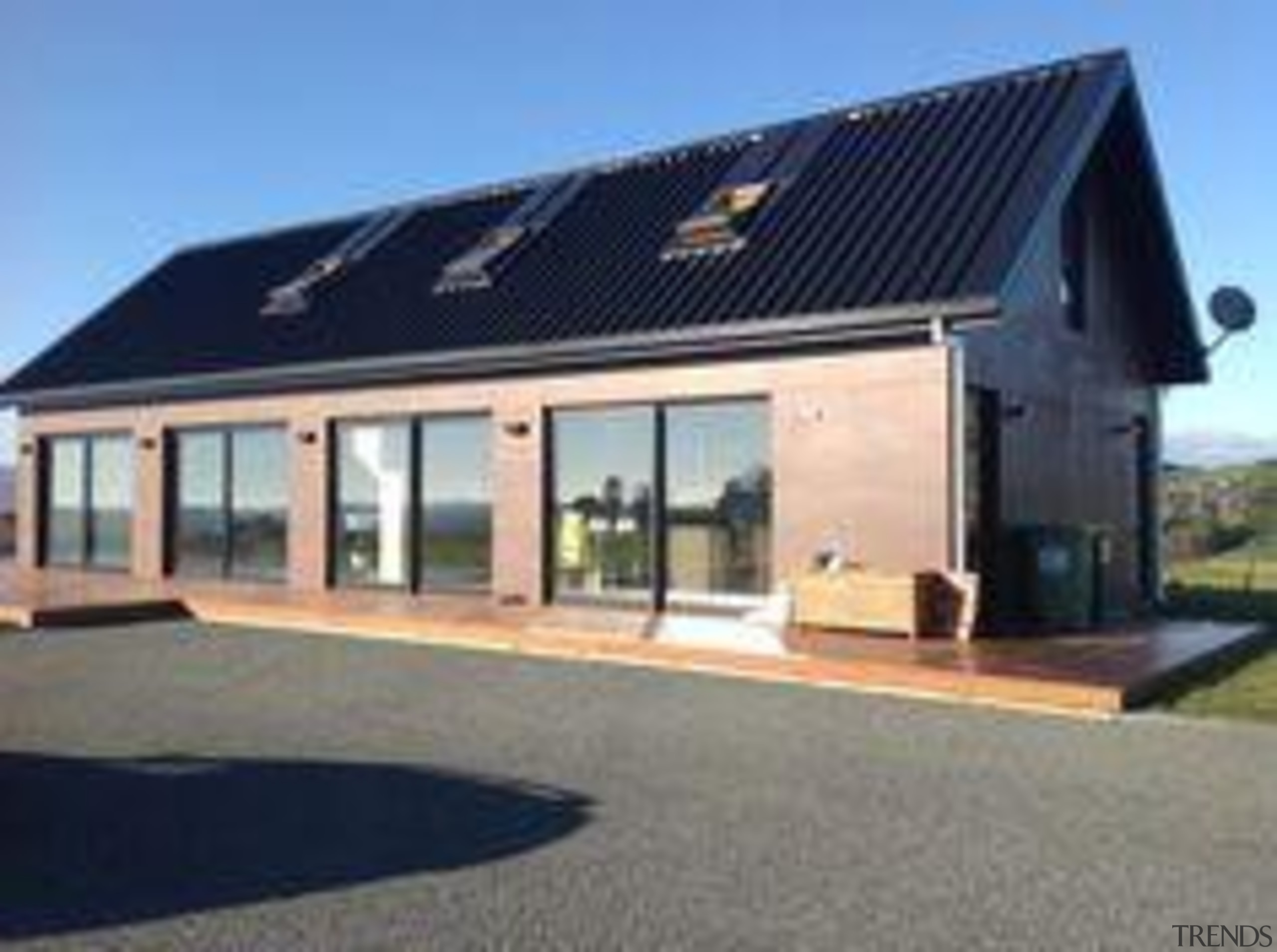 Exterior Cladding featuring Moro Oxide Matt. - Creative facade, home, house, property, real estate, roof, window, gray