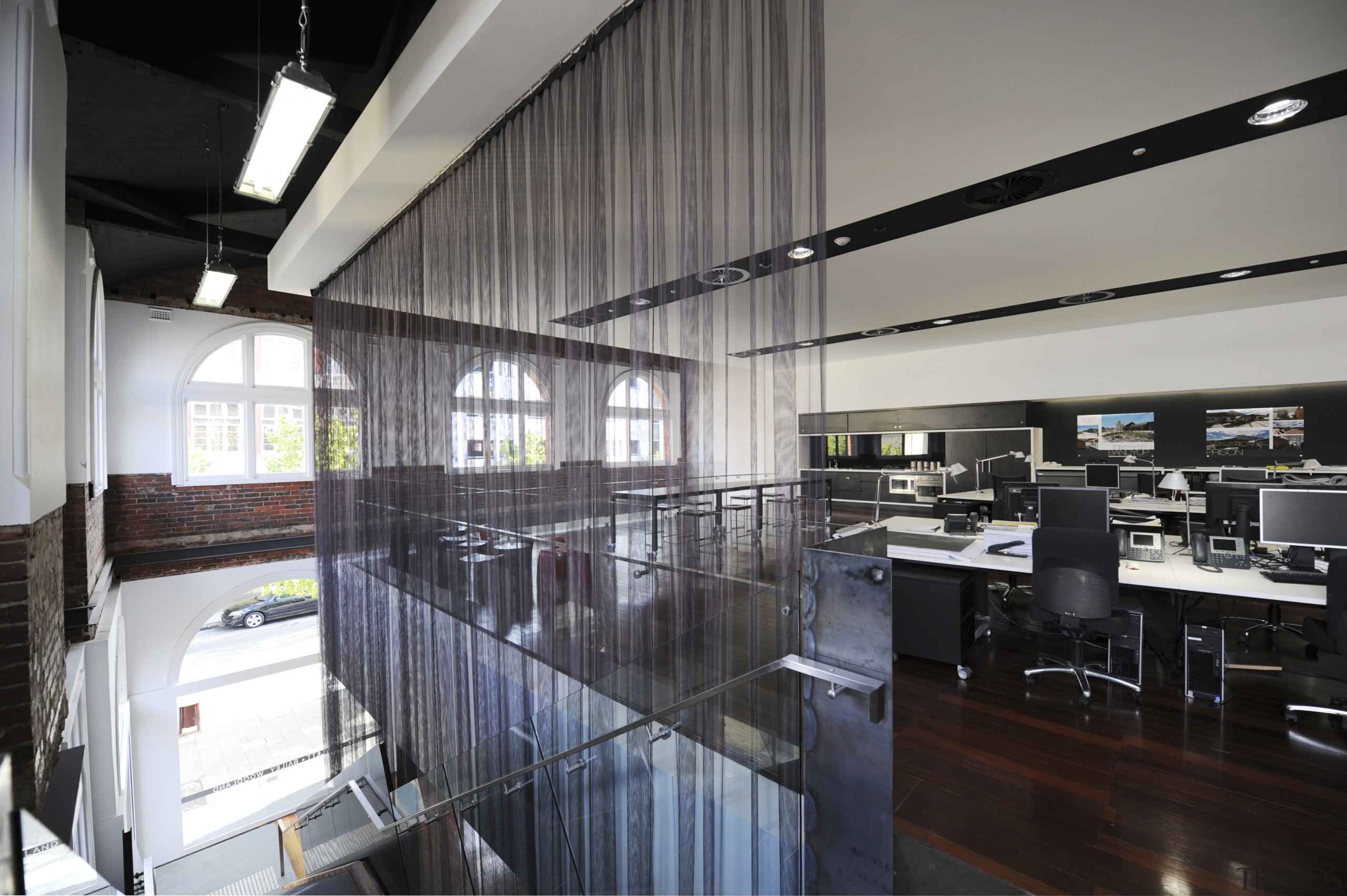 Architectural firm Coz Howlett &amp; Bailey Woodland relocated interior design, black, gray