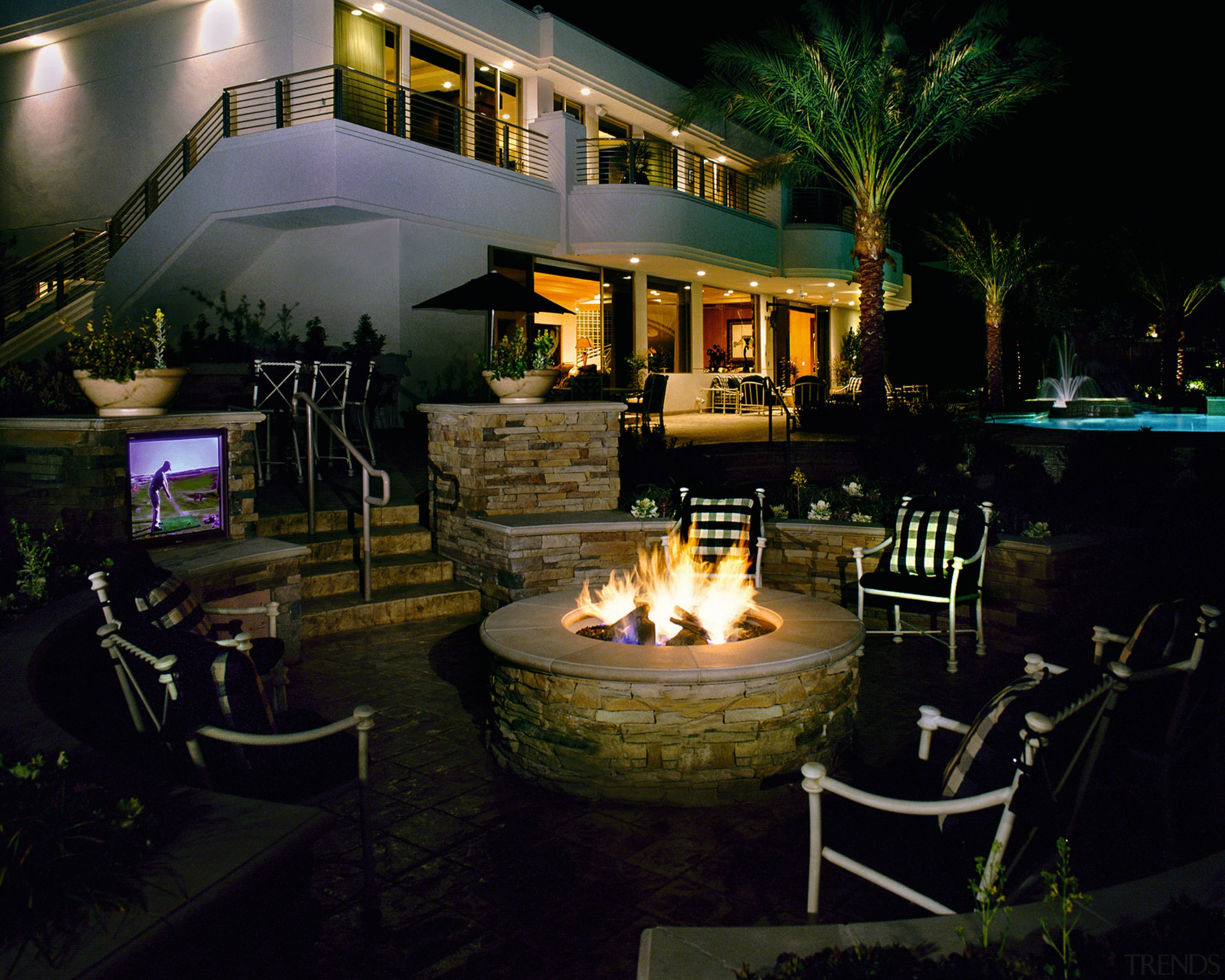 View of this outdoor entertainment area - View home, landscape lighting, lighting, black