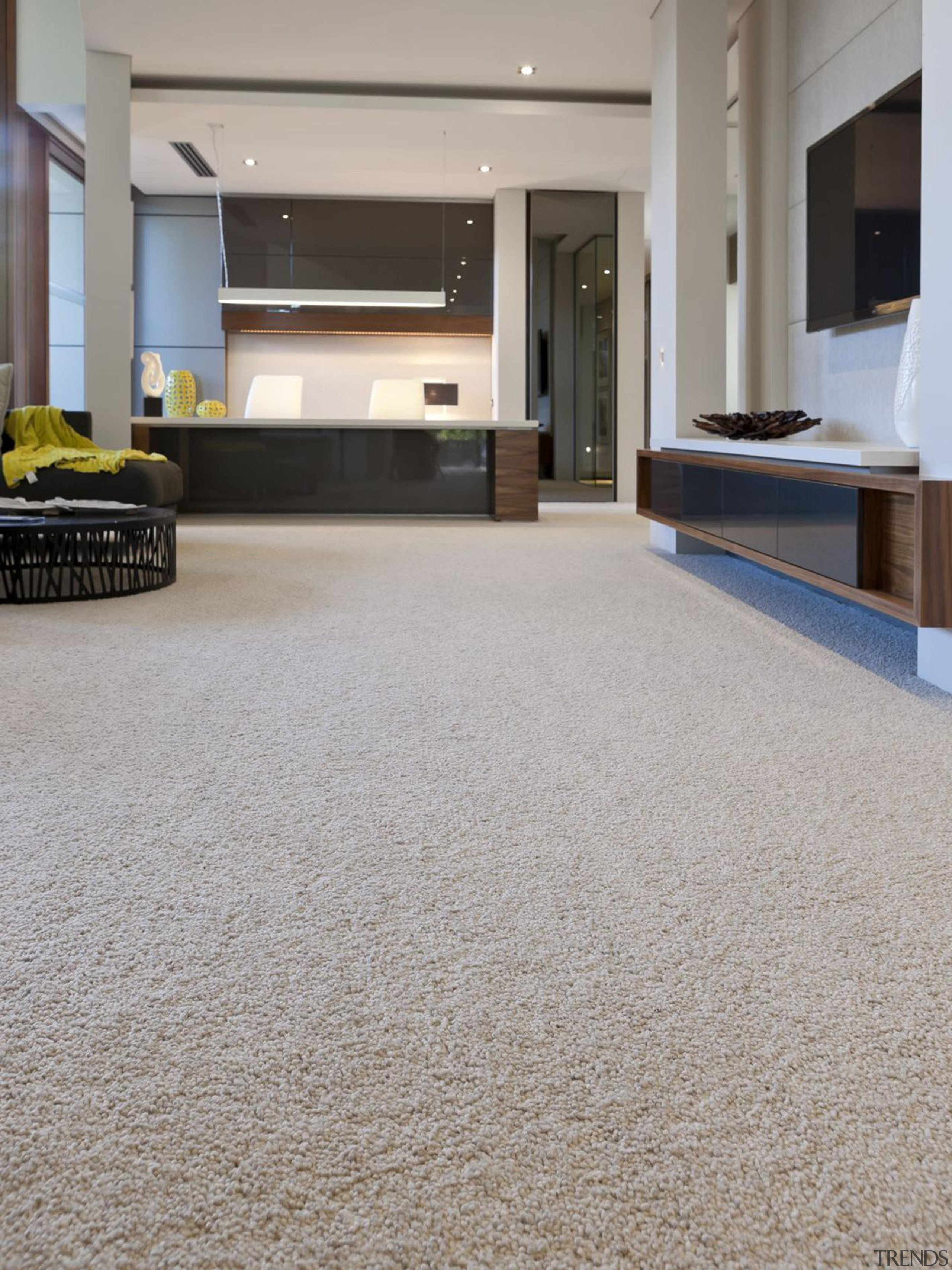 A stunning, heavy-weight chunky cut pile made from carpet, floor, flooring, hardwood, laminate flooring, tile, wood flooring, gray