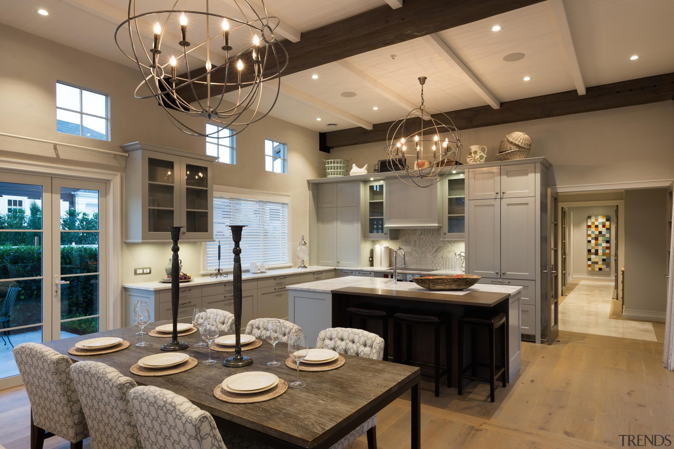 20 - ceiling | countertop | dining room ceiling, countertop, dining room, interior design, kitchen, room, brown