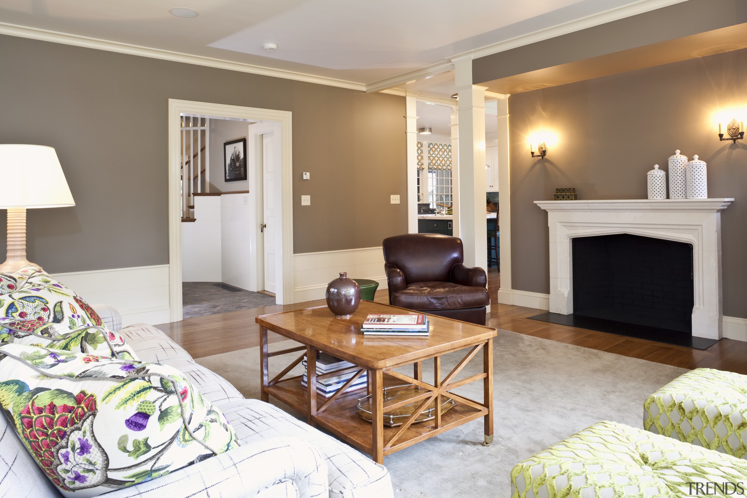View of home in the historic Brattle Street ceiling, floor, home, interior design, living room, property, real estate, room, suite, wall, gray