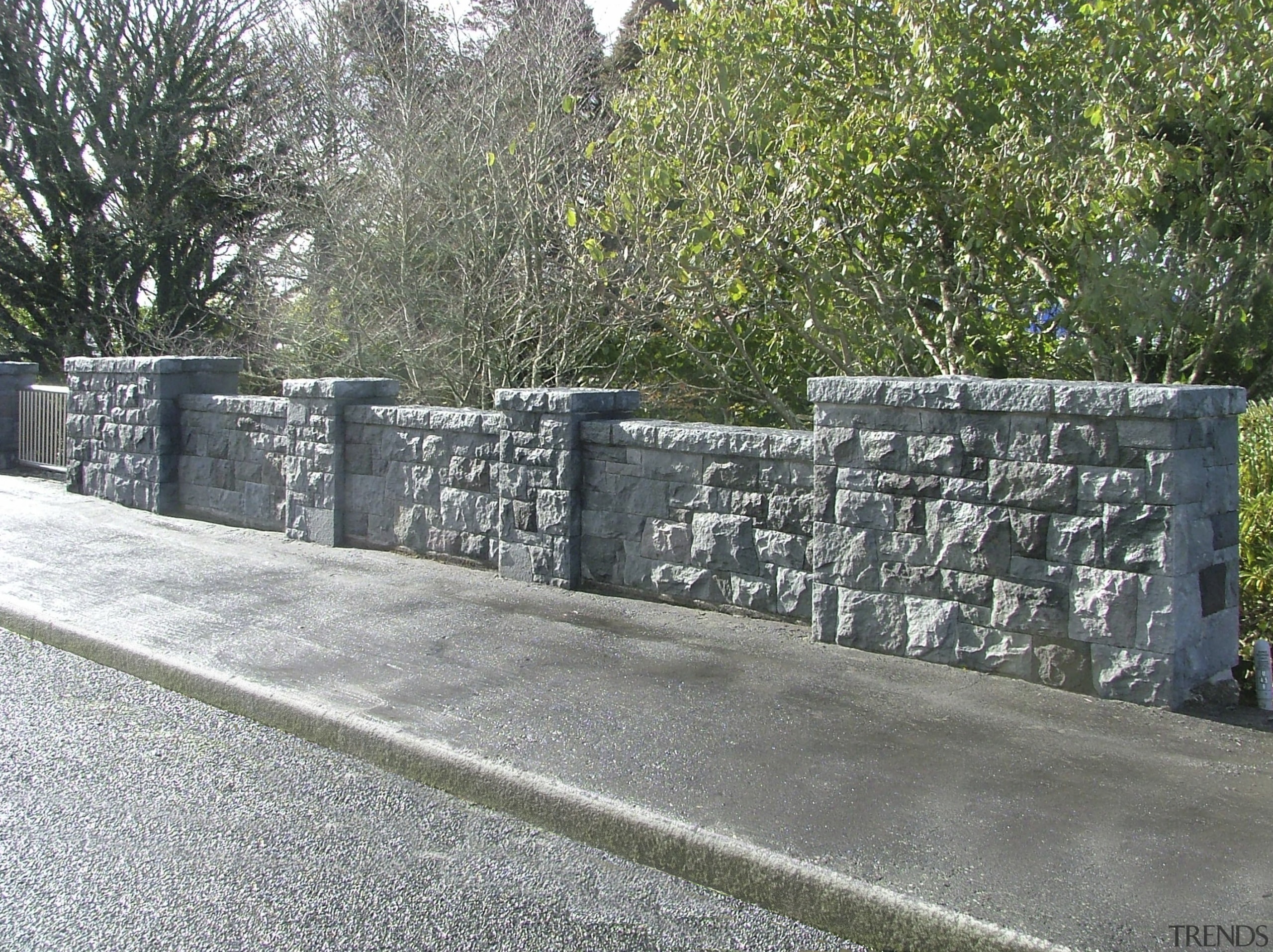 View of the stone balustrade of the Victoria fence, memorial, road surface, stone wall, walkway, wall, gray